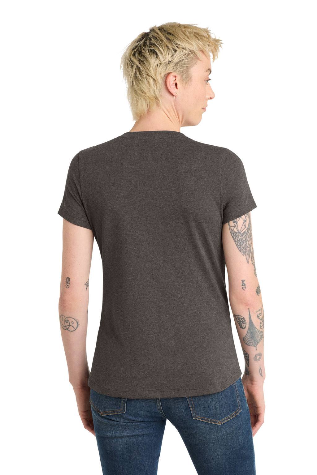 District Women's Flex Scoop Neck Tee DT7501 - Heathered Charcoal - back