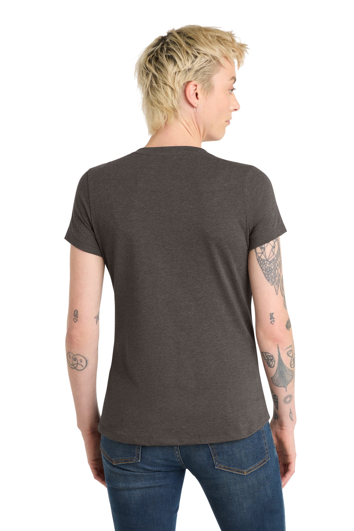 District Women's Flex Scoop Neck Tee DT7501 - Heathered Charcoal - back