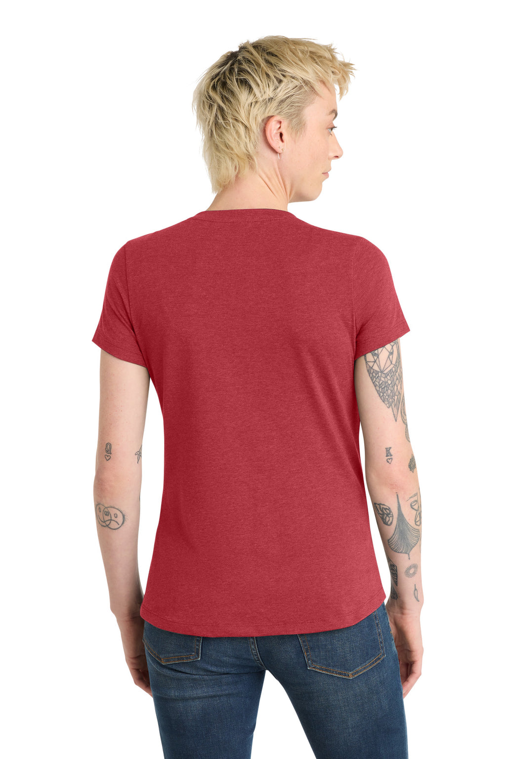District Women's Flex Scoop Neck Tee DT7501 - Heathered Red - back