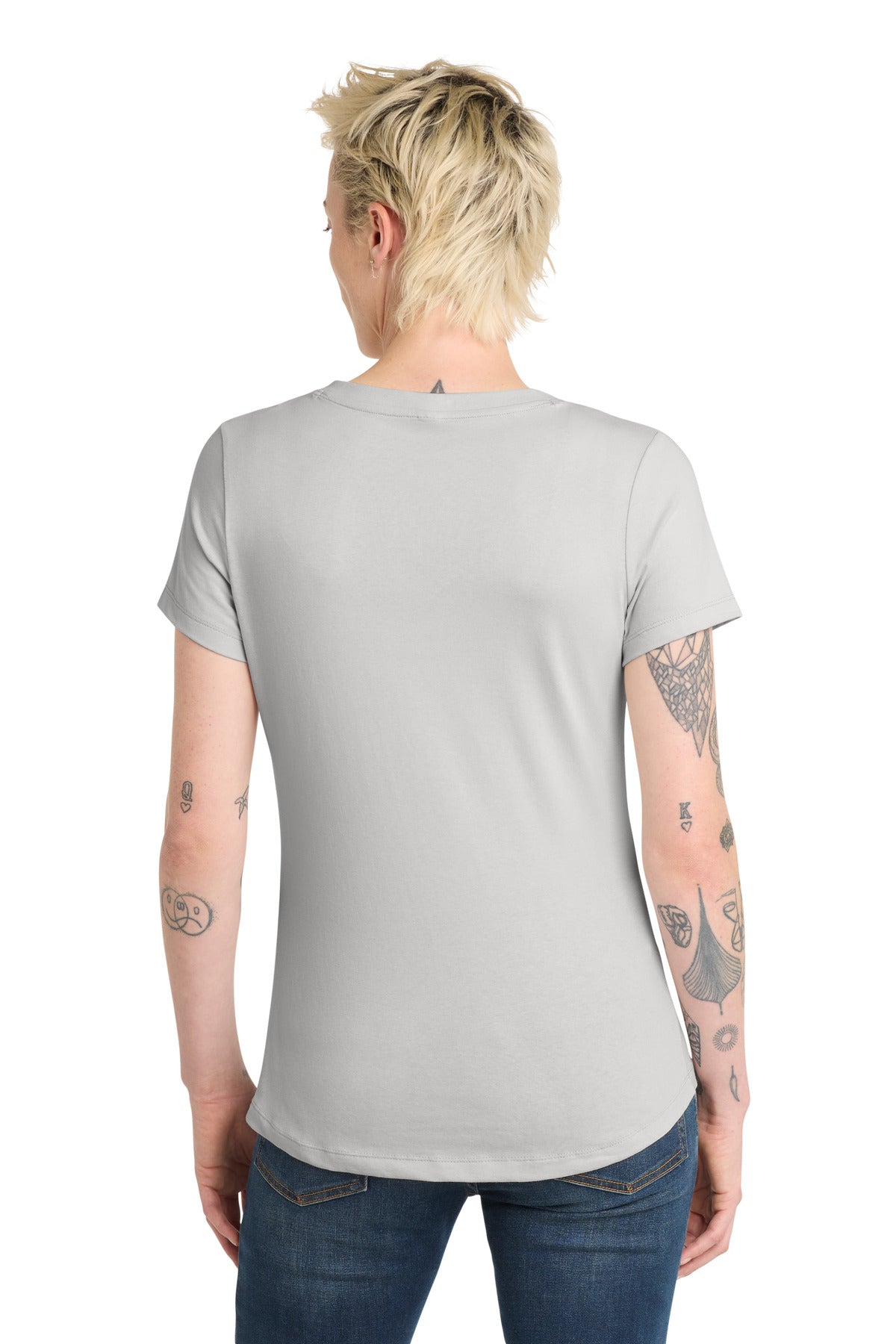 District Women's Flex Scoop Neck Tee DT7501 - Silver Mist - back