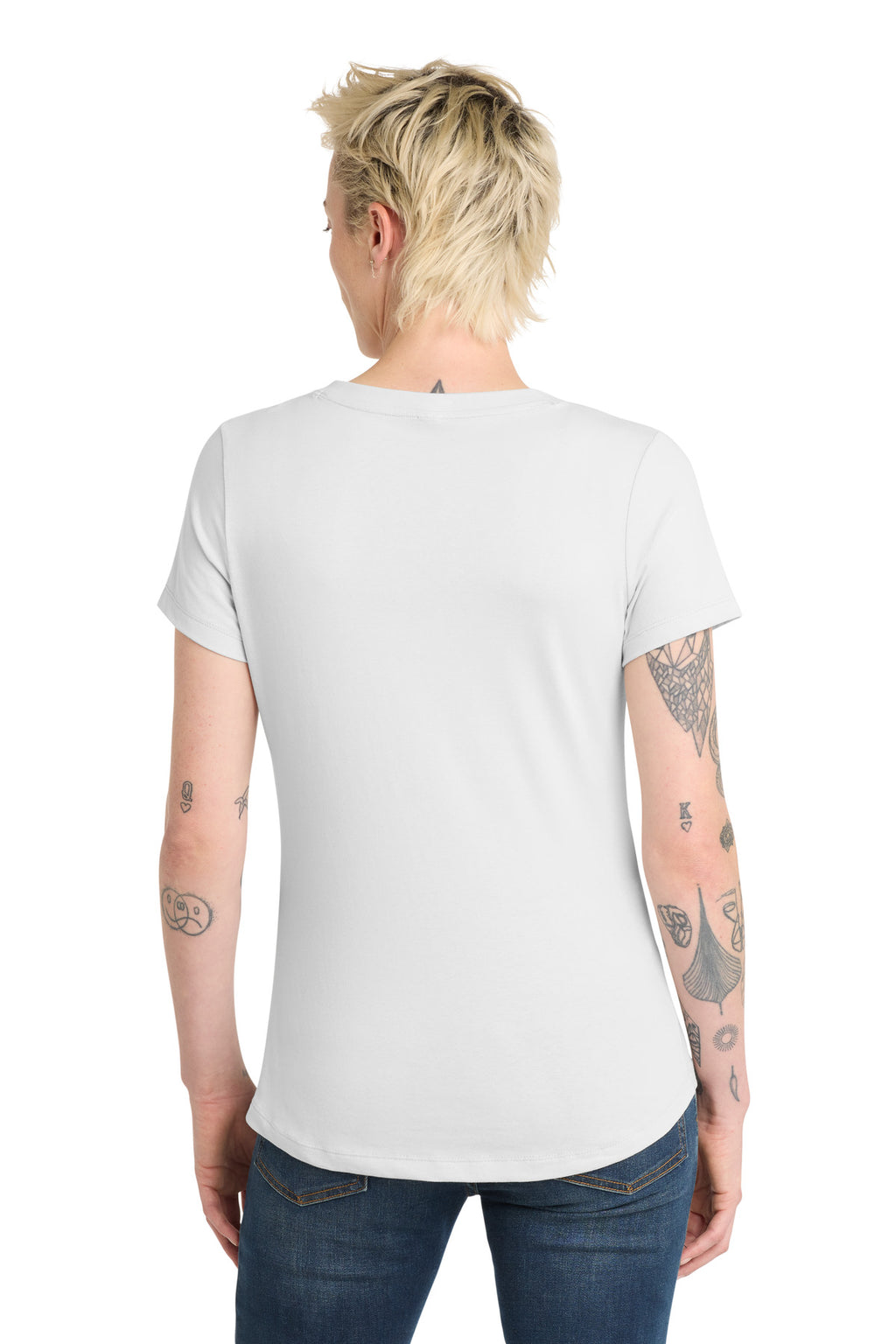 District Women's Flex Scoop Neck Tee DT7501 - White - back