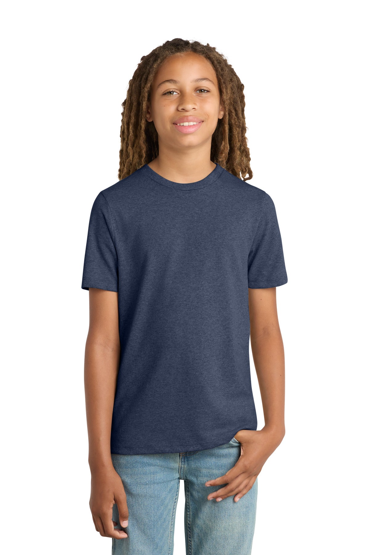 District Youth Re-Tee DT8000Y - Heathered Navy - front