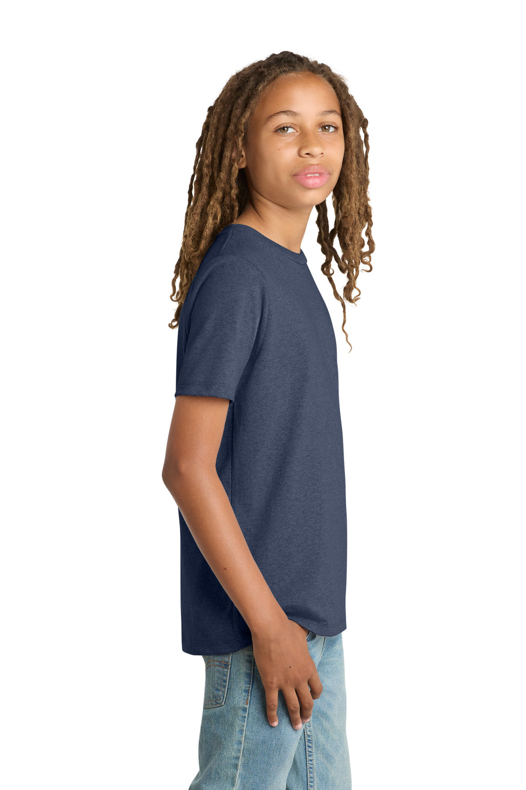 District Youth Re-Tee DT8000Y - Heathered Navy - side