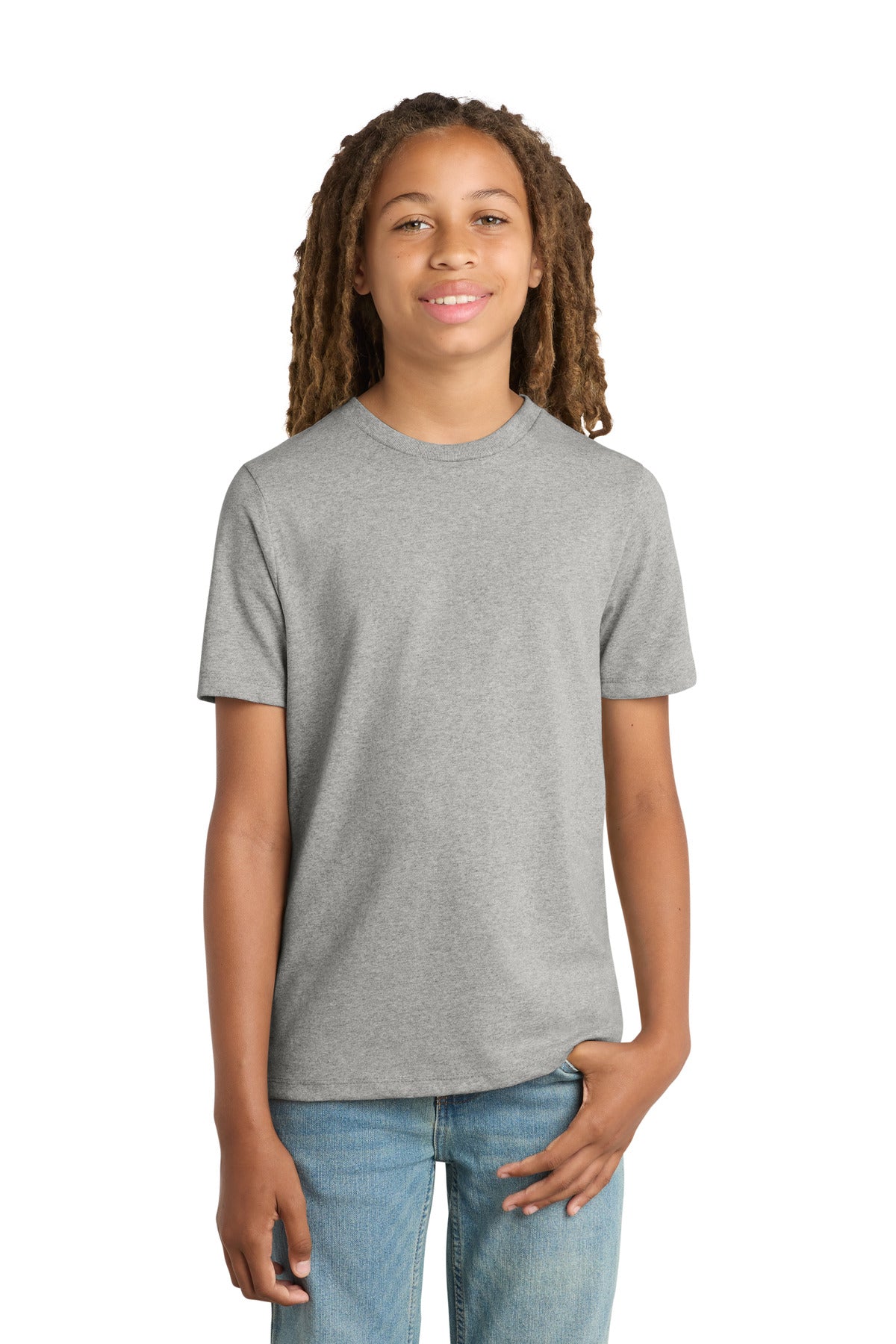 District Youth Re-Tee DT8000Y - Light Heather Grey - front