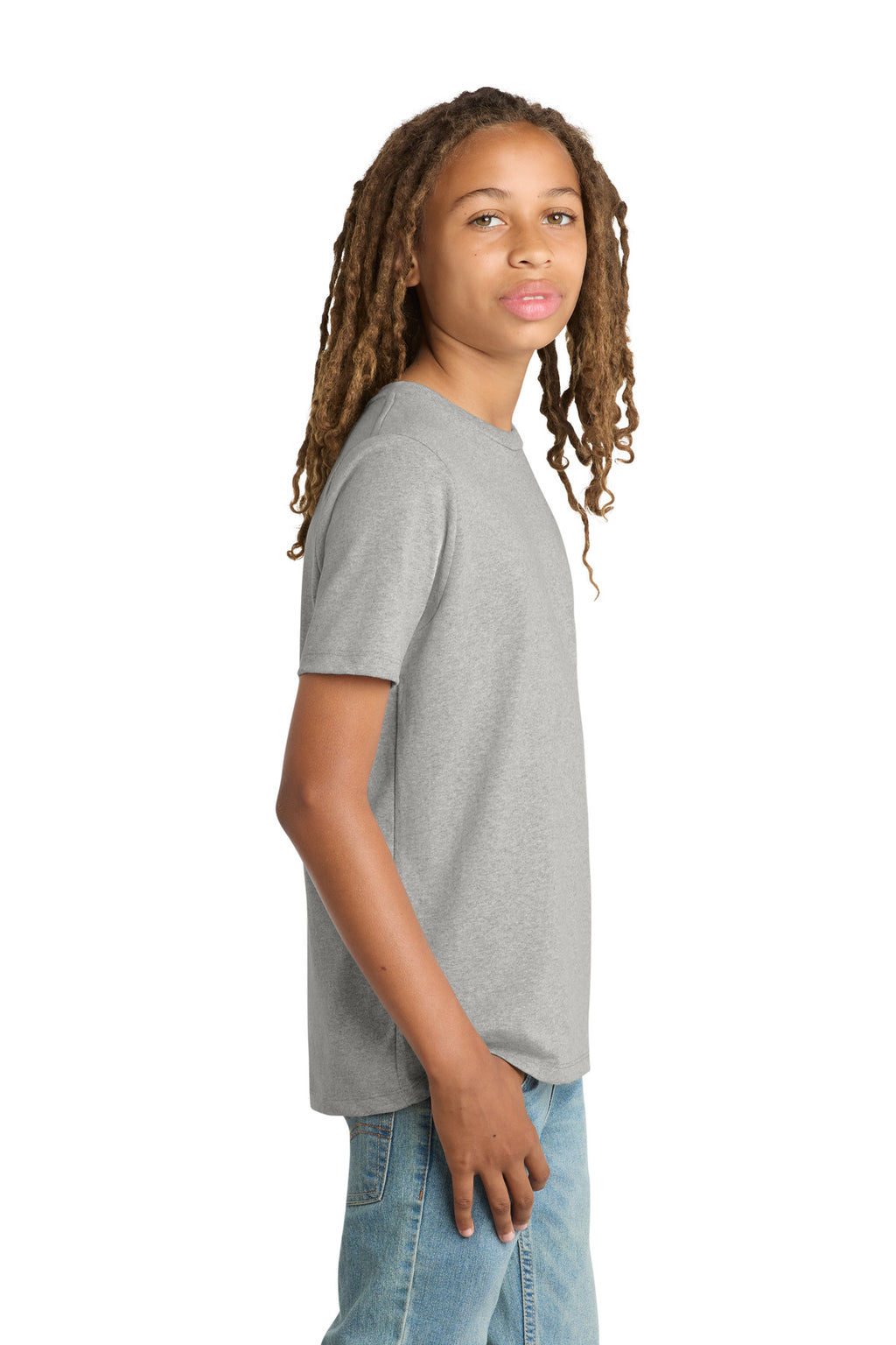 District Youth Re-Tee DT8000Y - Light Heather Grey - side