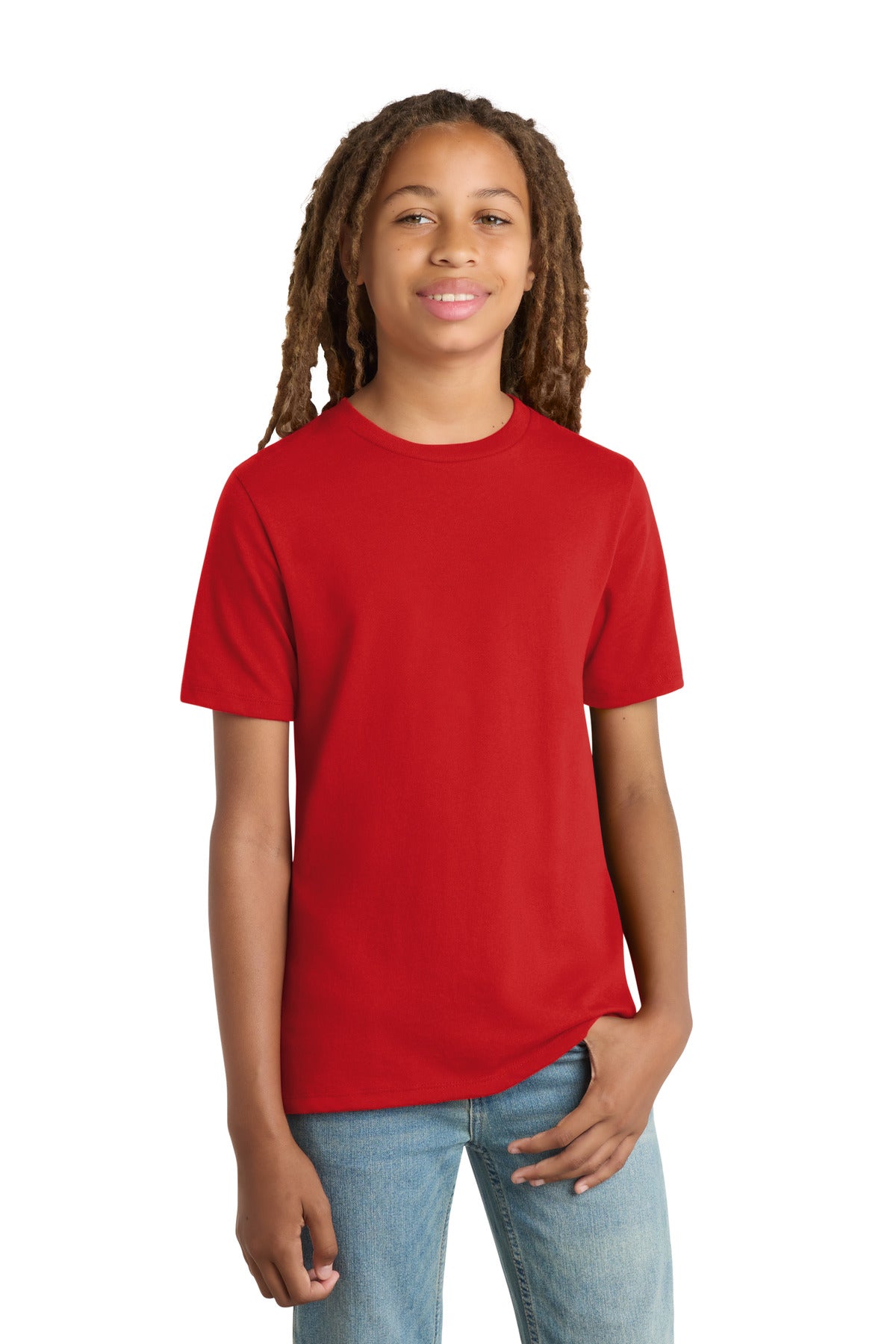 District Youth Re-Tee DT8000Y - Ruby Red - front