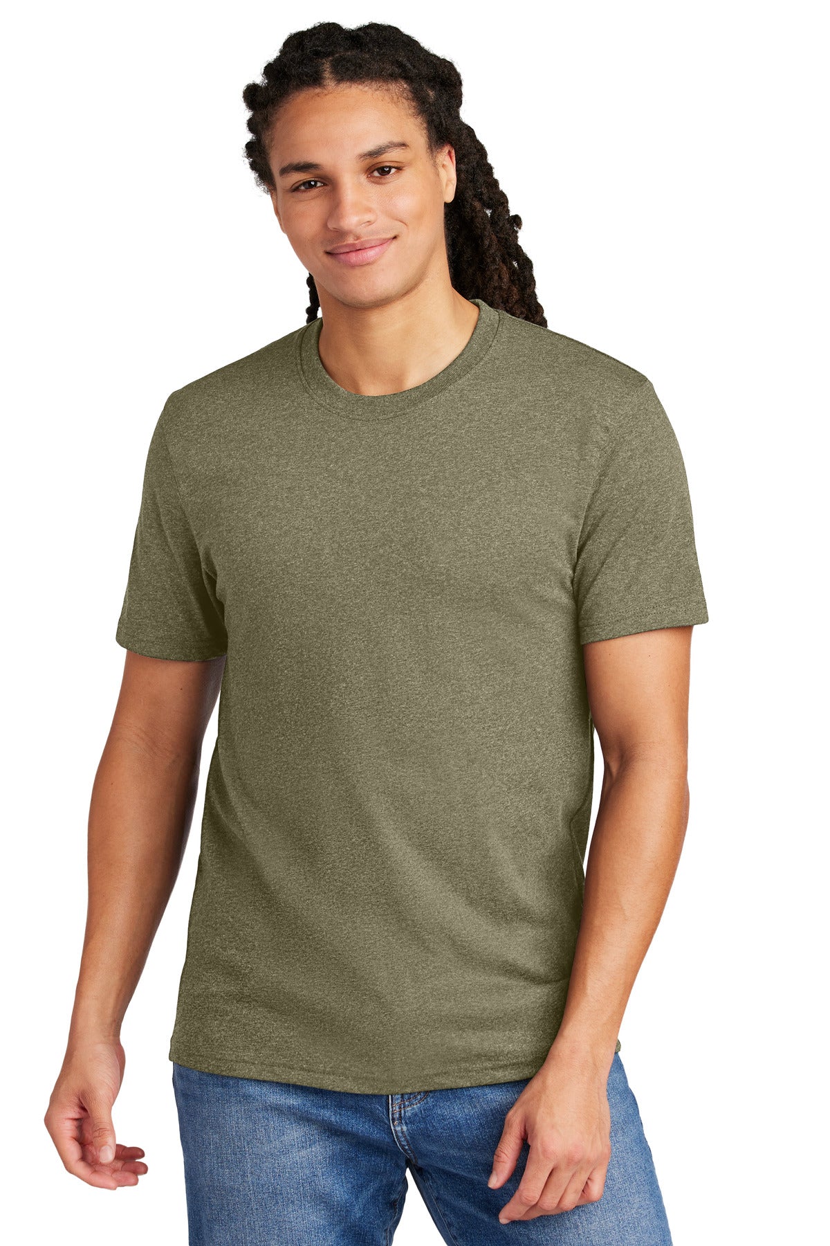 District Re-Tee DT8000 - Light Olive Heather - front