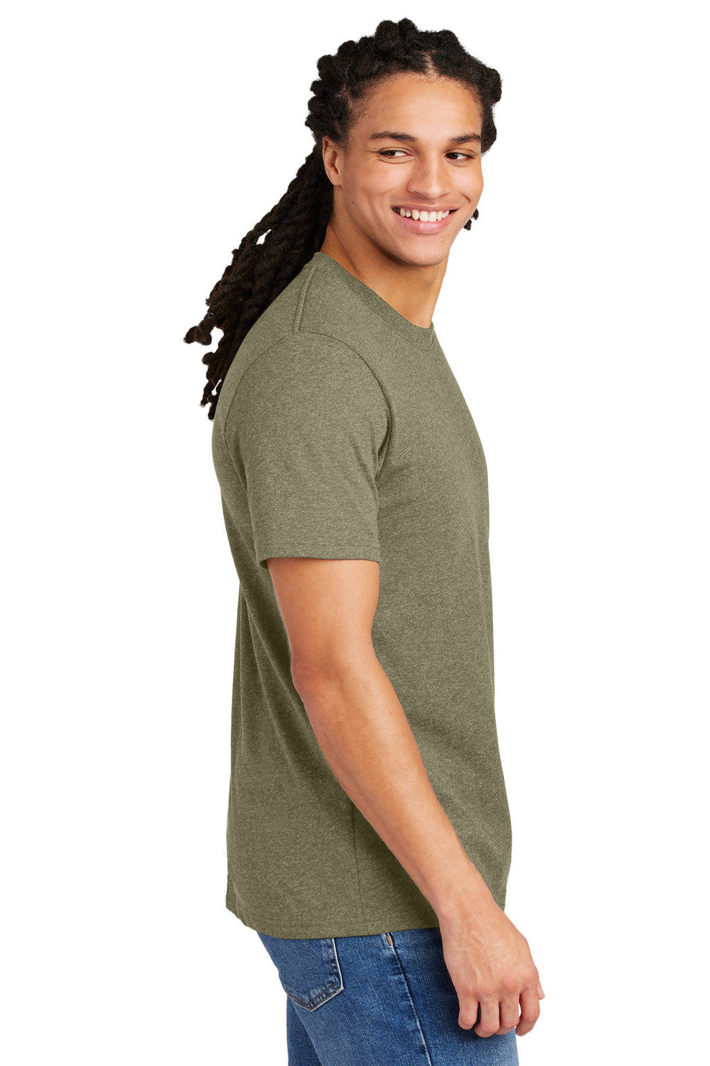 District Re-Tee DT8000 - Light Olive Heather - side