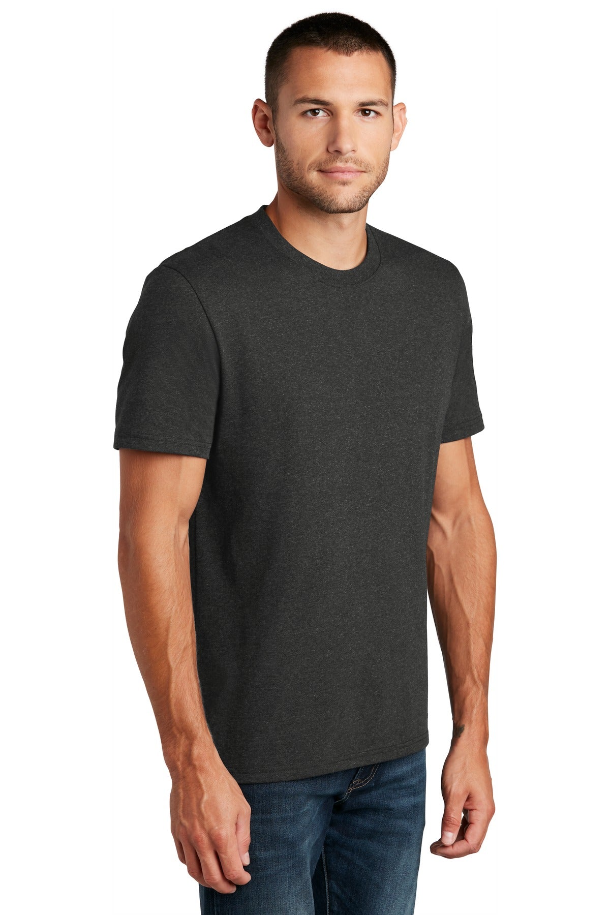District Re-Tee DT8000 - Charcoal Heather - three_q