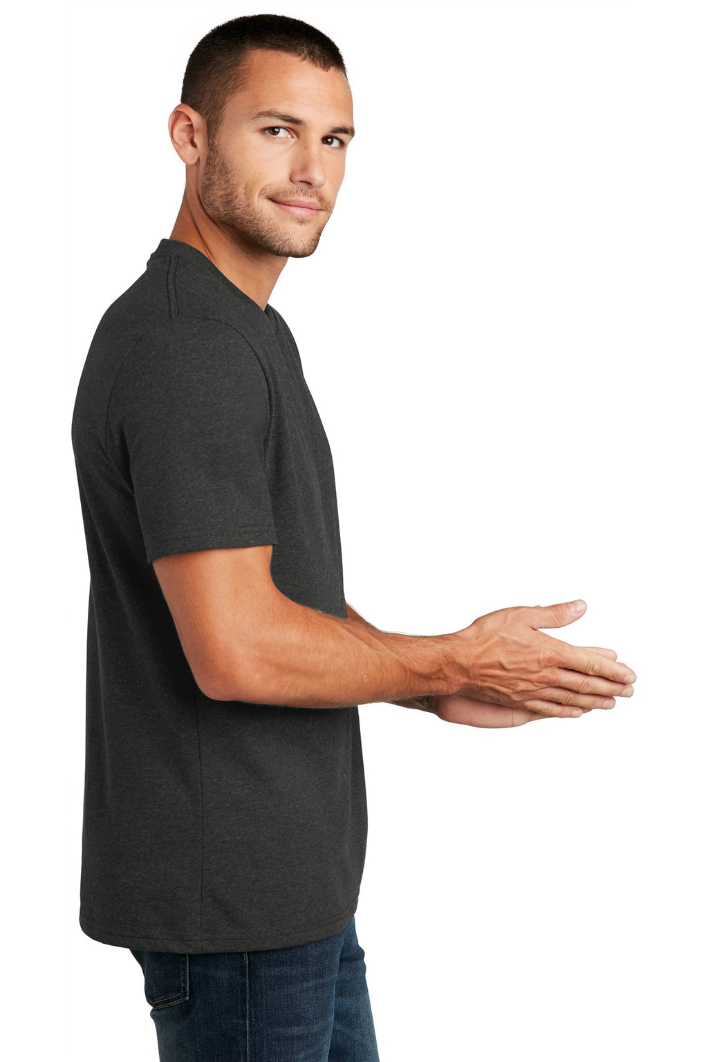 District Re-Tee DT8000 - Charcoal Heather - side