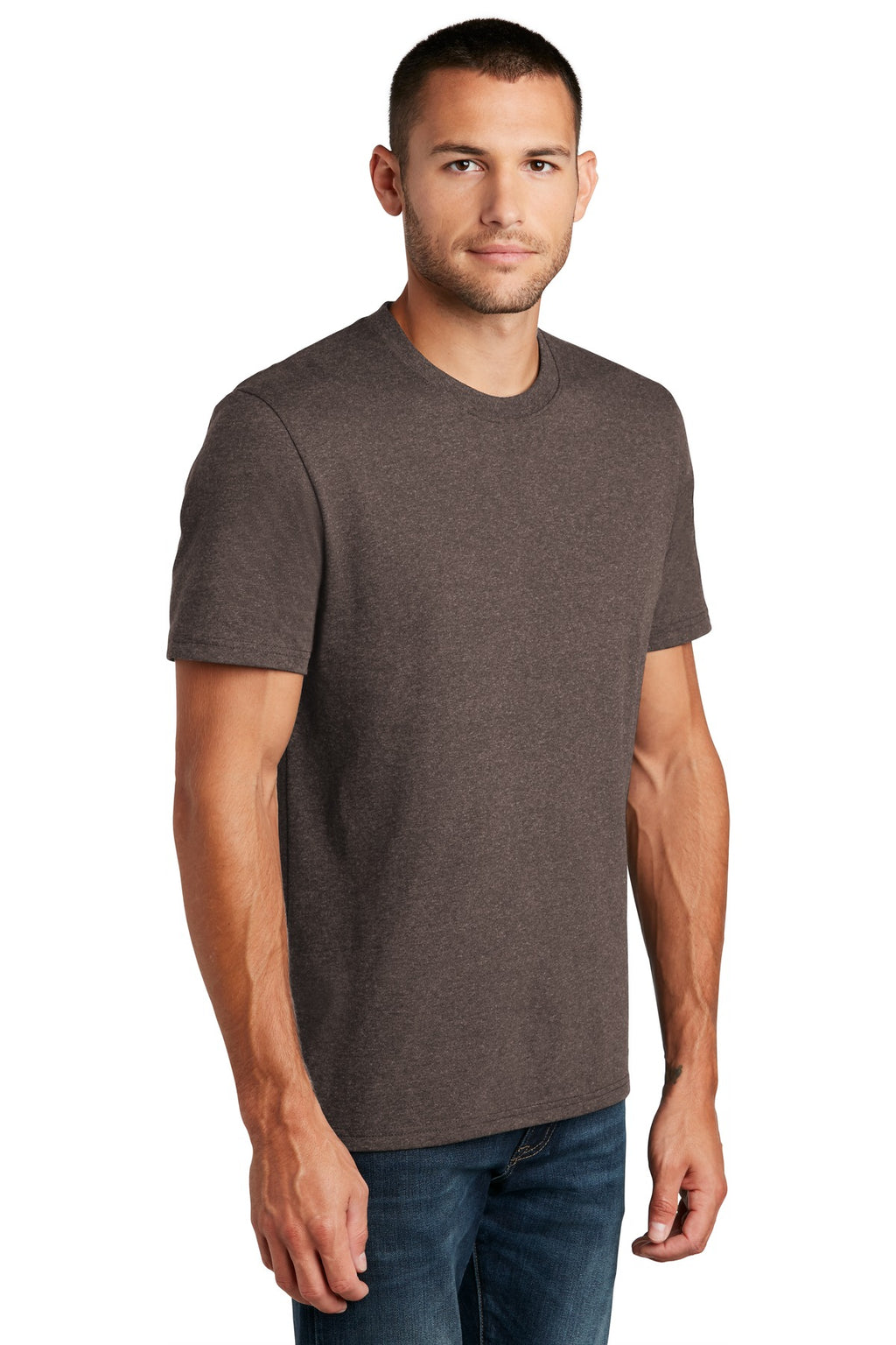 District Re-Tee DT8000 - Deep Brown Heather - three_q