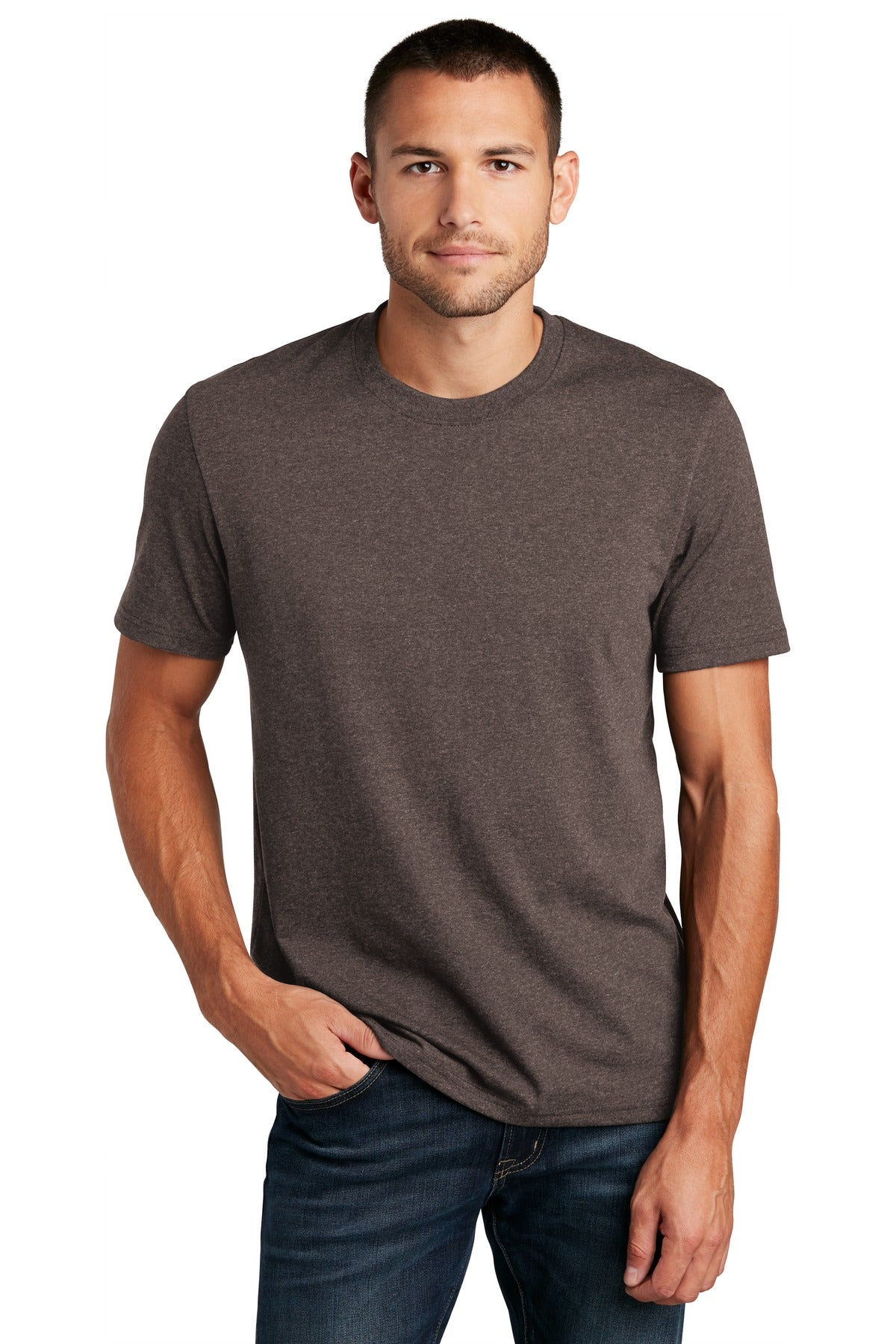 District Re-Tee DT8000 - Deep Brown Heather - front