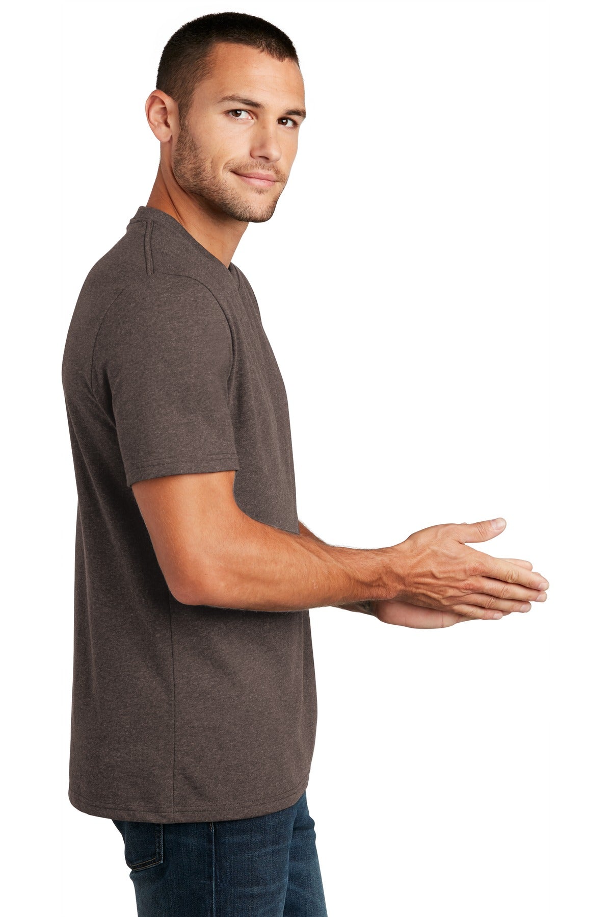 District Re-Tee DT8000 - Deep Brown Heather - side