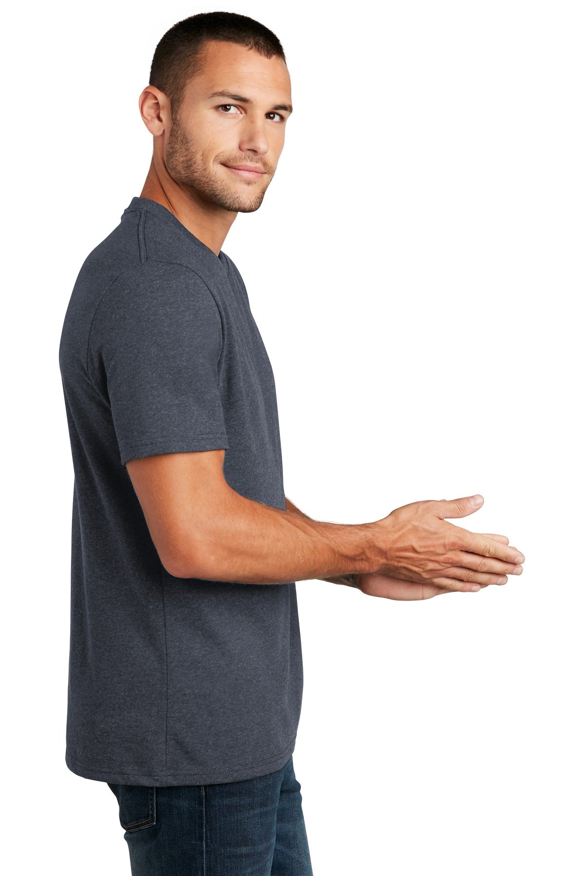 District Re-Tee DT8000 - Heathered Navy - side