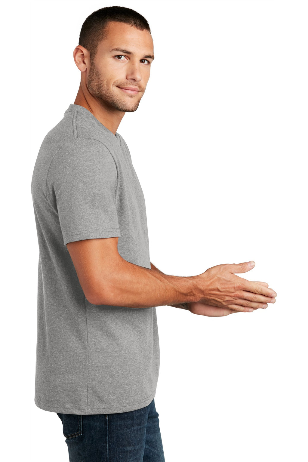 District Re-Tee DT8000 - Light Heather Grey - side