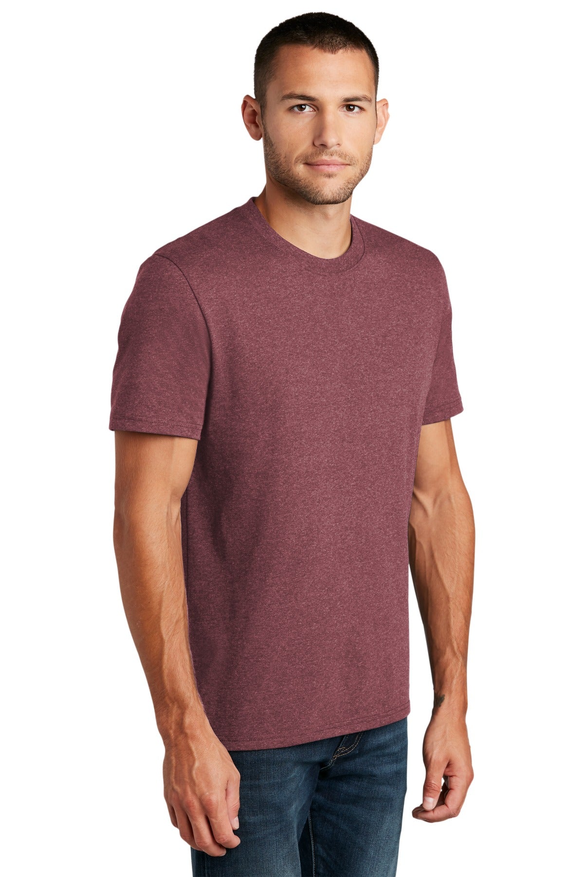 District Re-Tee DT8000 - Maroon Heather - three_q