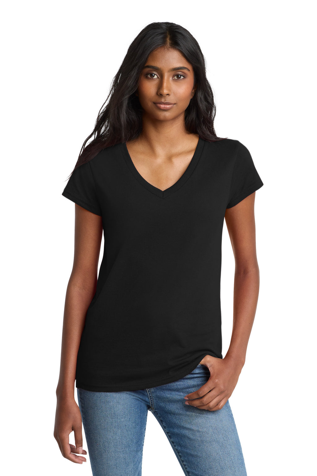 District Women's Re-Tee V-Neck DT8001 - Black - front