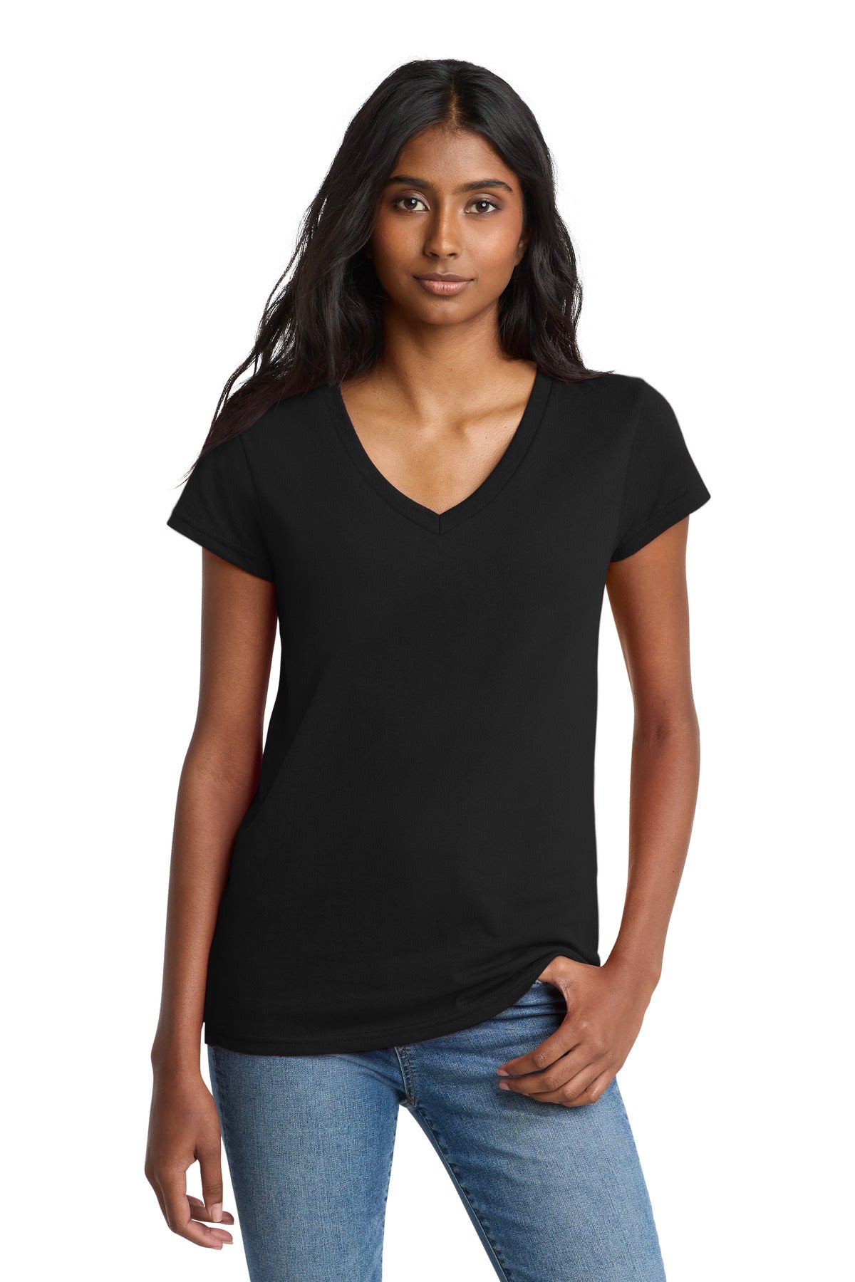 District Women's Re-Tee V-Neck DT8001 - Black - front