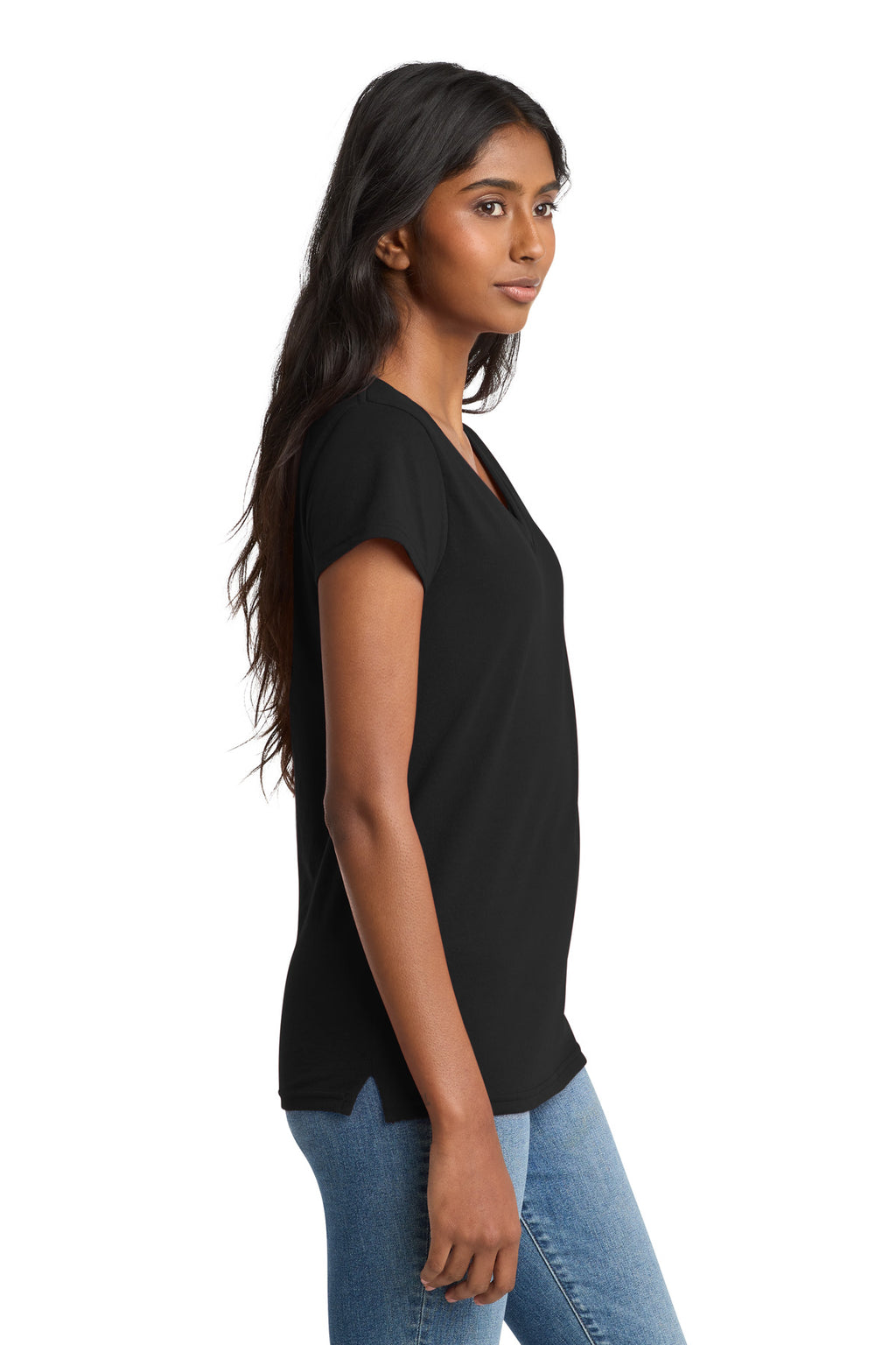 District Women's Re-Tee V-Neck DT8001 - Black - side