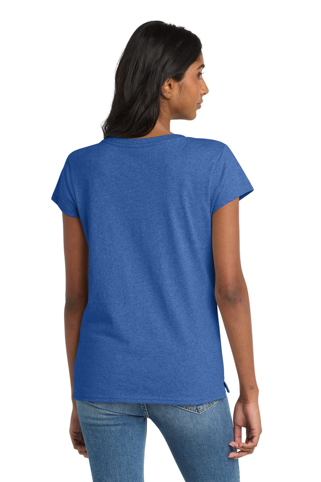 District Women's Re-Tee V-Neck DT8001 - Blue Heather - back