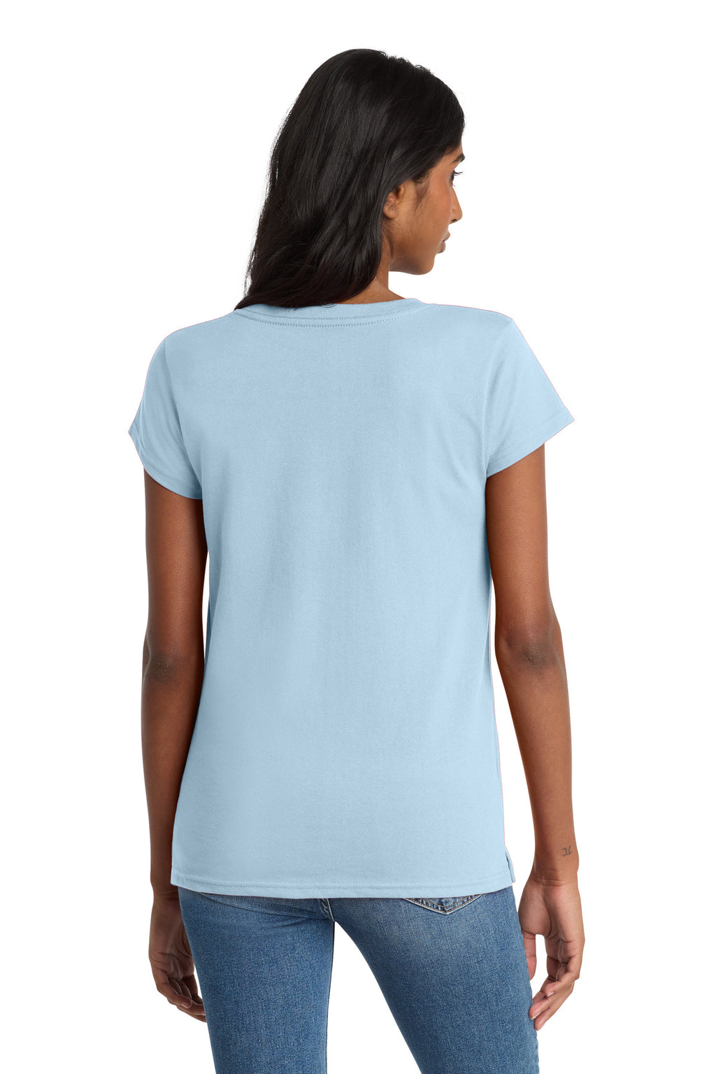 District Women's Re-Tee V-Neck DT8001 - Crystal Blue - back