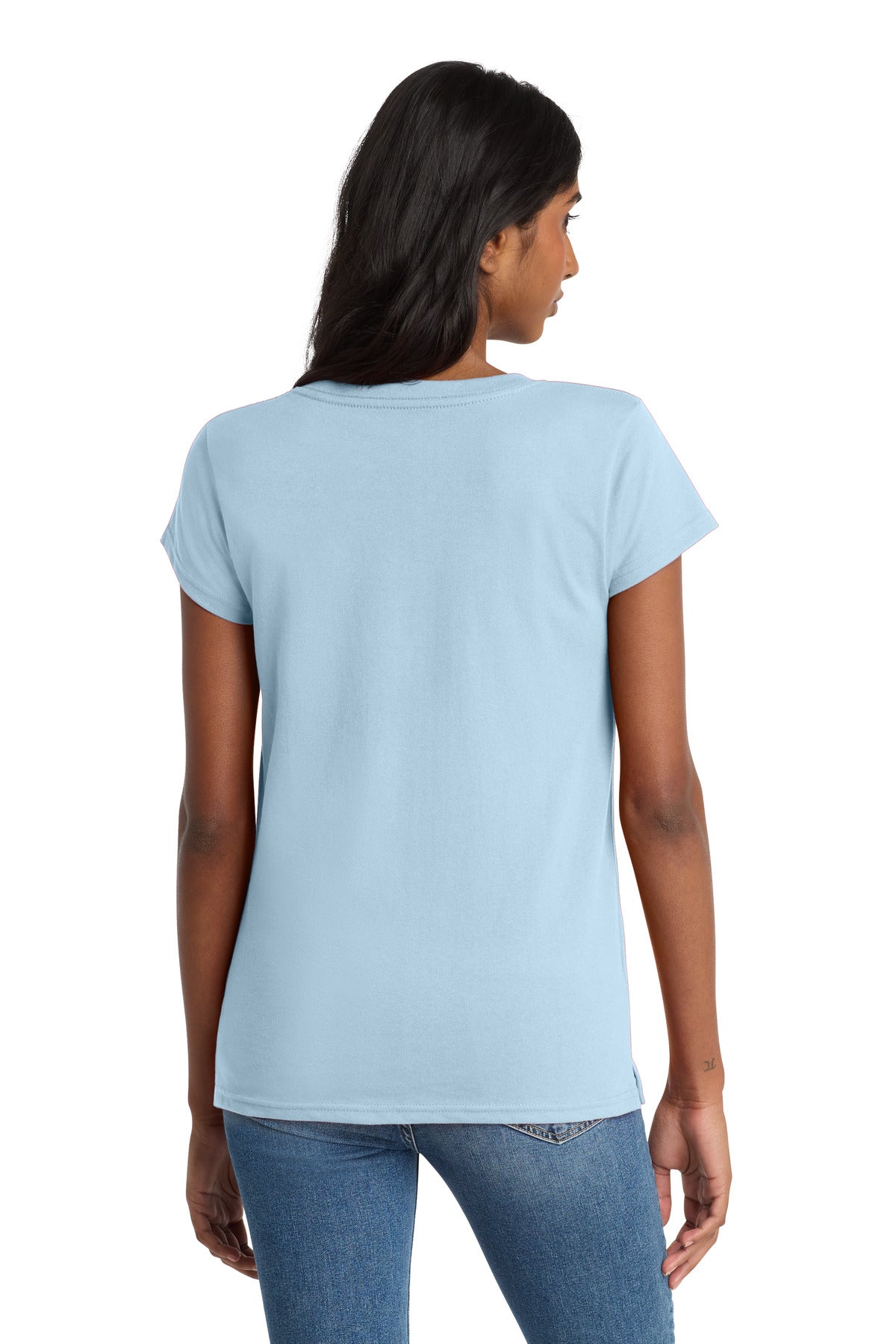 District Women's Re-Tee V-Neck DT8001 - Crystal Blue - back