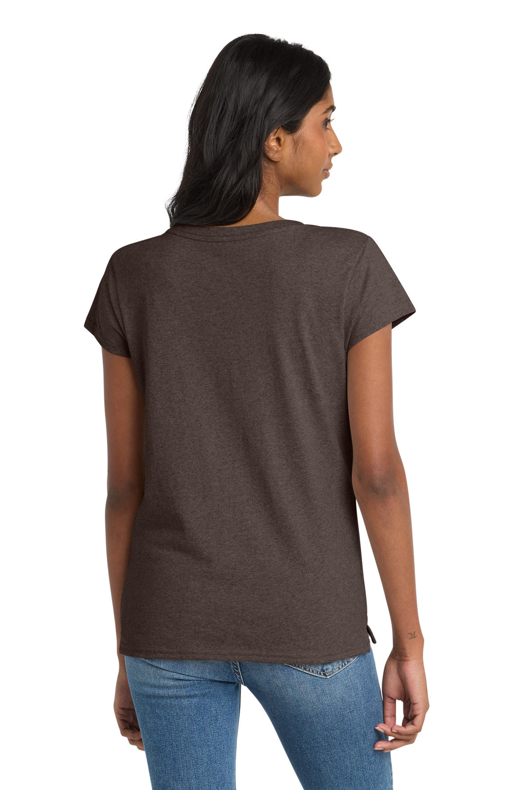 District Women's Re-Tee V-Neck DT8001 - Deep Brown Heather - back