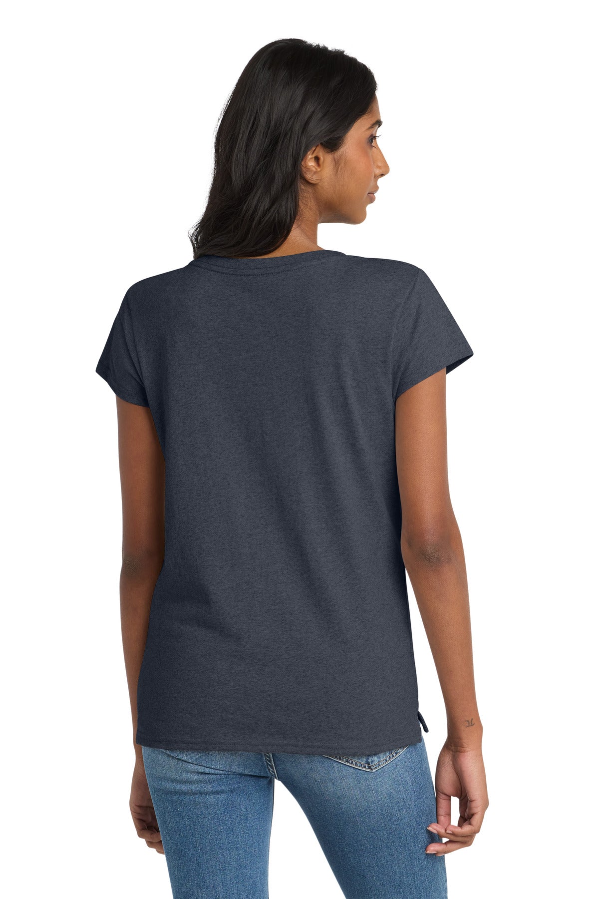 District Women's Re-Tee V-Neck DT8001 - Heathered Navy - back