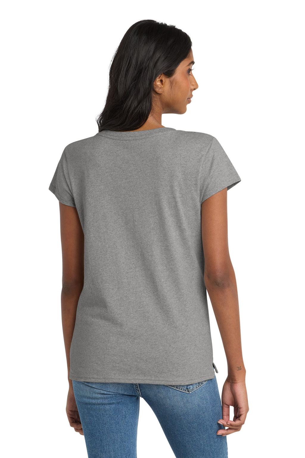 District Women's Re-Tee V-Neck DT8001 - Light Heather Grey - back