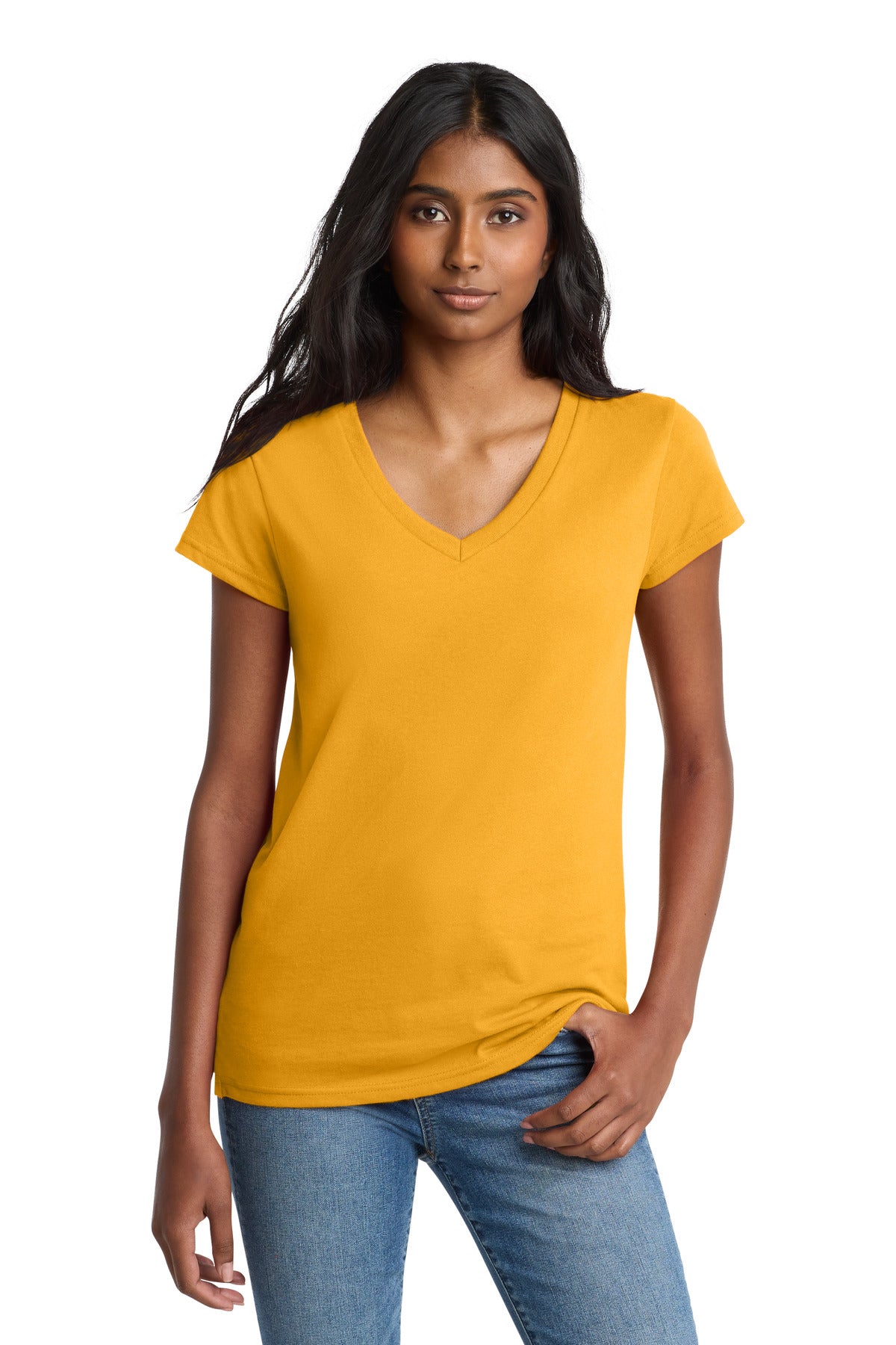 District Women's Re-Tee V-Neck DT8001 - Maize Yellow - front