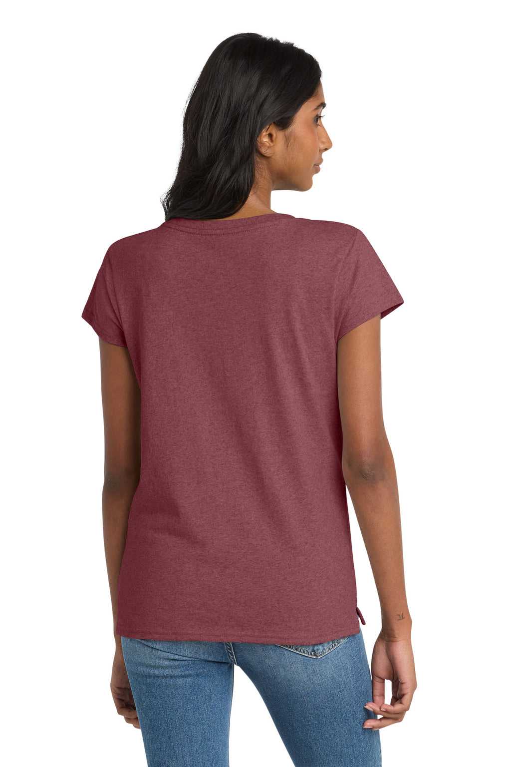 District Women's Re-Tee V-Neck DT8001 - Maroon Heather - back