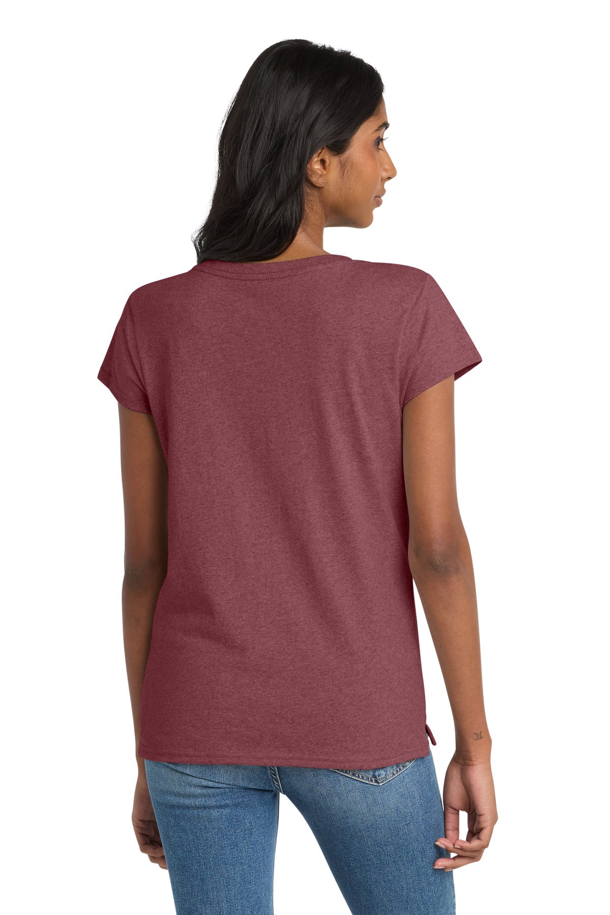 District Women's Re-Tee V-Neck DT8001 - Maroon Heather - back