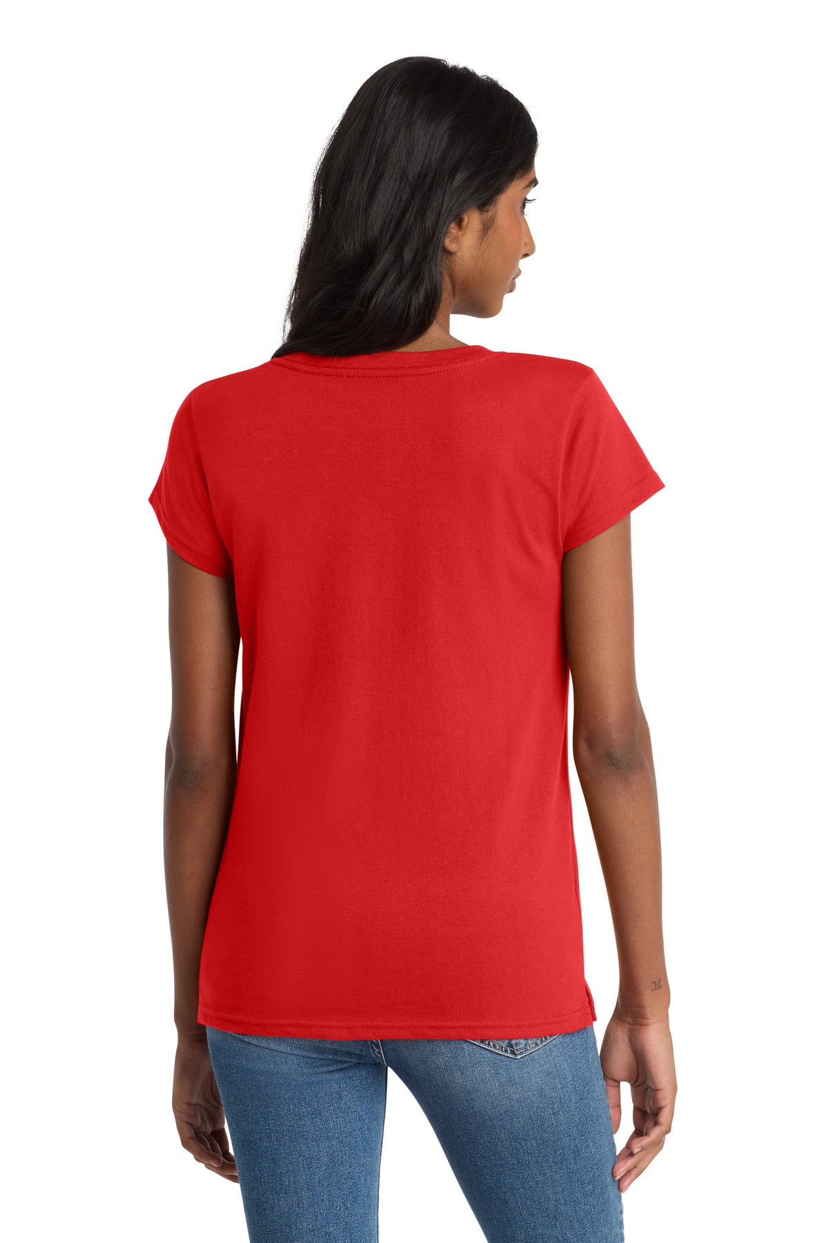 District Women's Re-Tee V-Neck DT8001 - Ruby Red - back