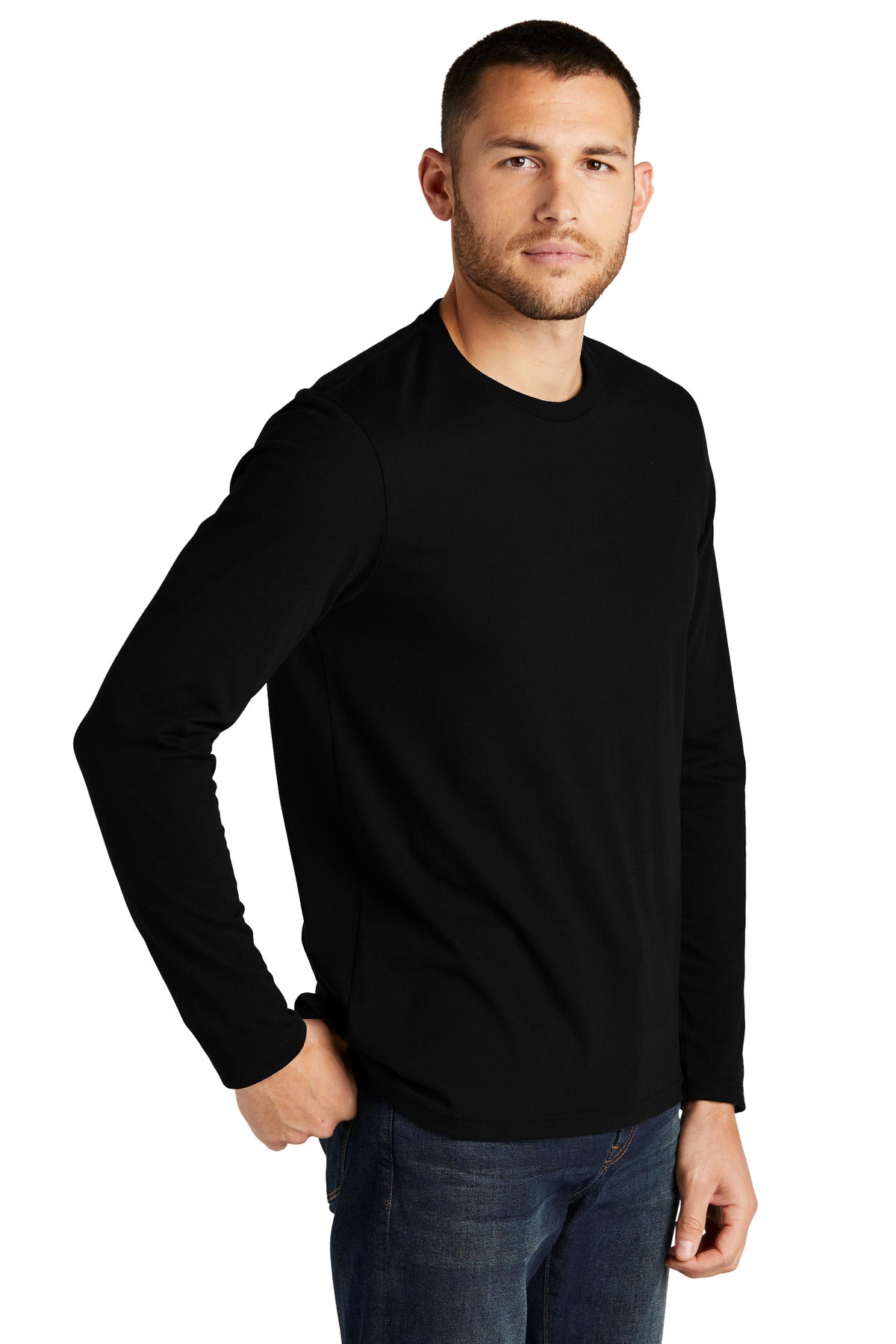 District Re-Tee Long Sleeve DT8003 - Black - three_q
