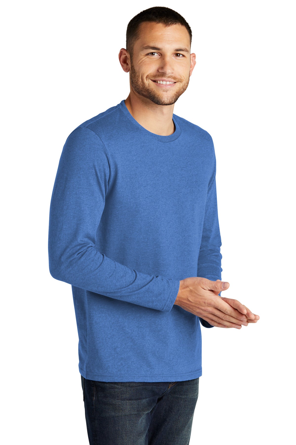 District Re-Tee Long Sleeve DT8003 - Blue Heather - three_q