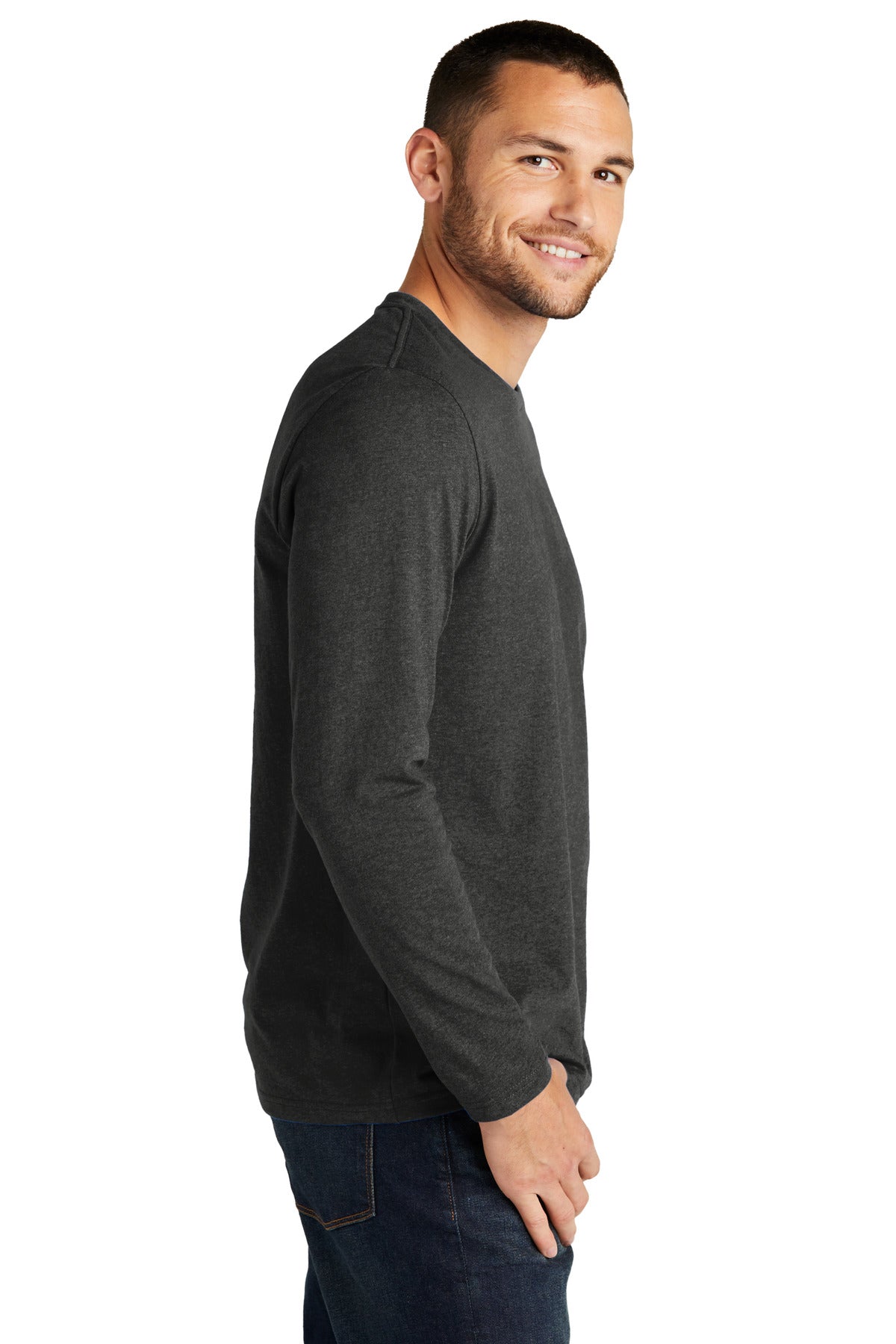 District Re-Tee Long Sleeve DT8003 - Charcoal Heather - side