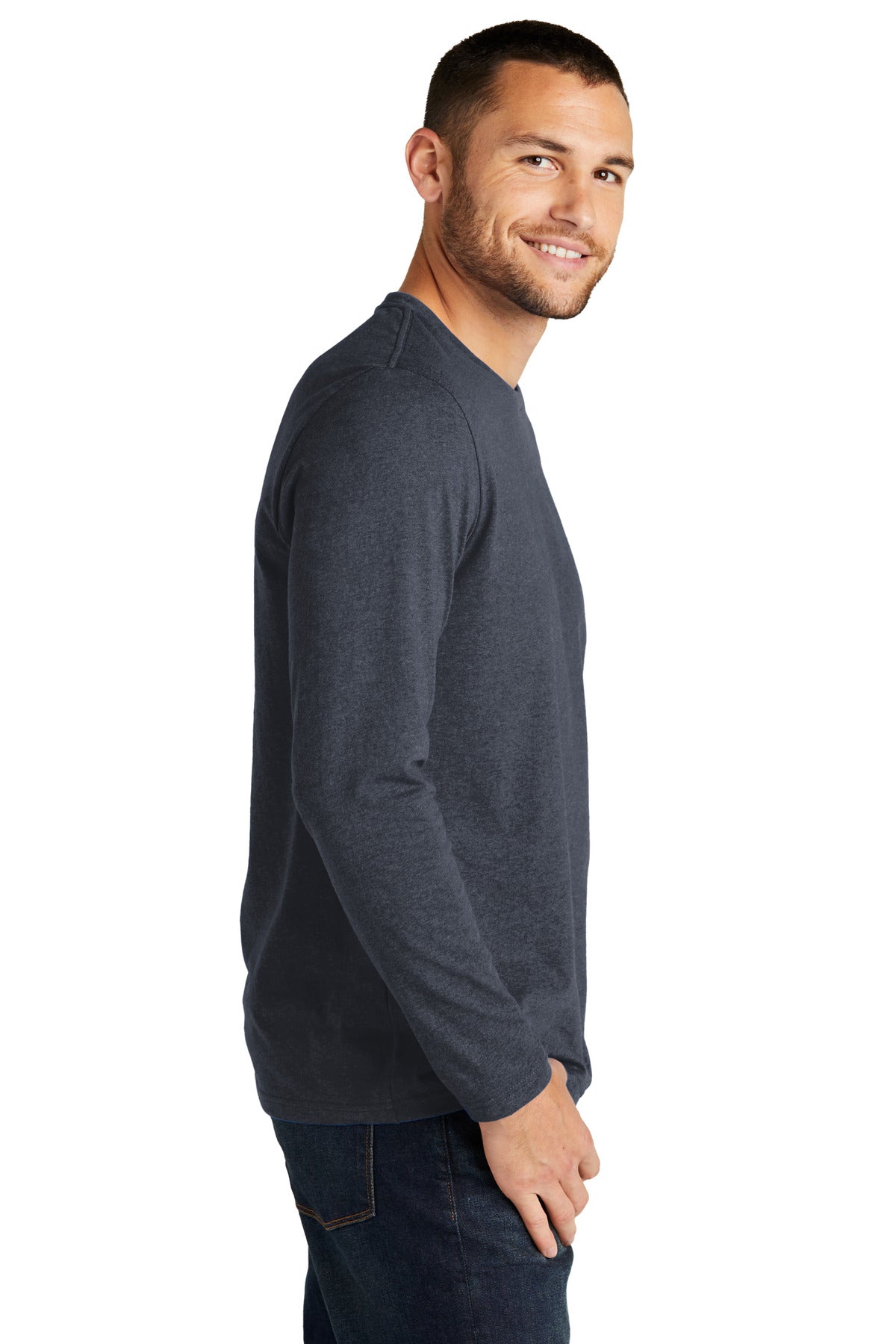 District Re-Tee Long Sleeve DT8003 - Heathered Navy - side
