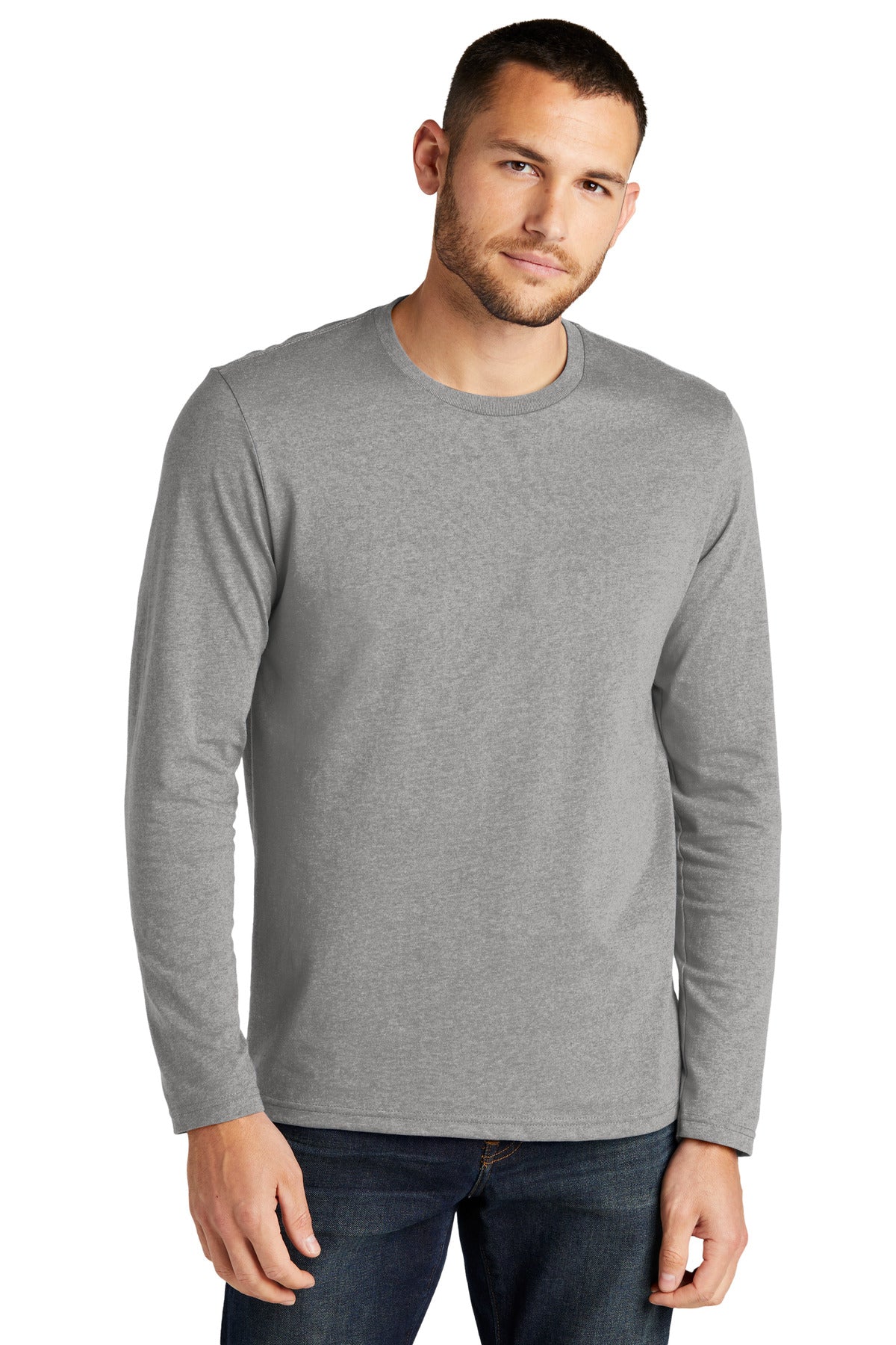 District Re-Tee Long Sleeve DT8003 - Light Heather Grey - front