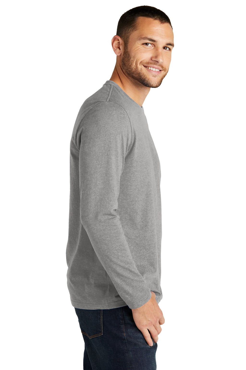 District Re-Tee Long Sleeve DT8003 - Light Heather Grey - side