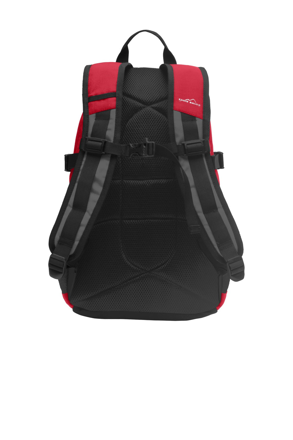 Eddie Bauer Ripstop Backpack. EB910 - Radish/ Grey Steel - back