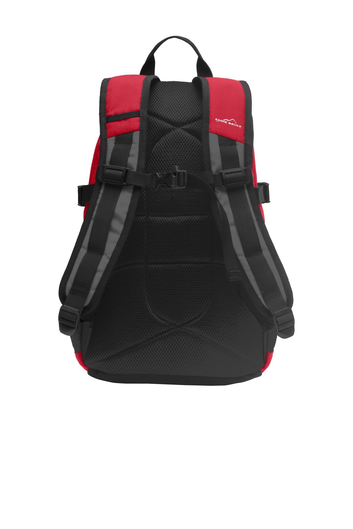 Eddie Bauer Ripstop Backpack. EB910 - Radish/ Grey Steel - back
