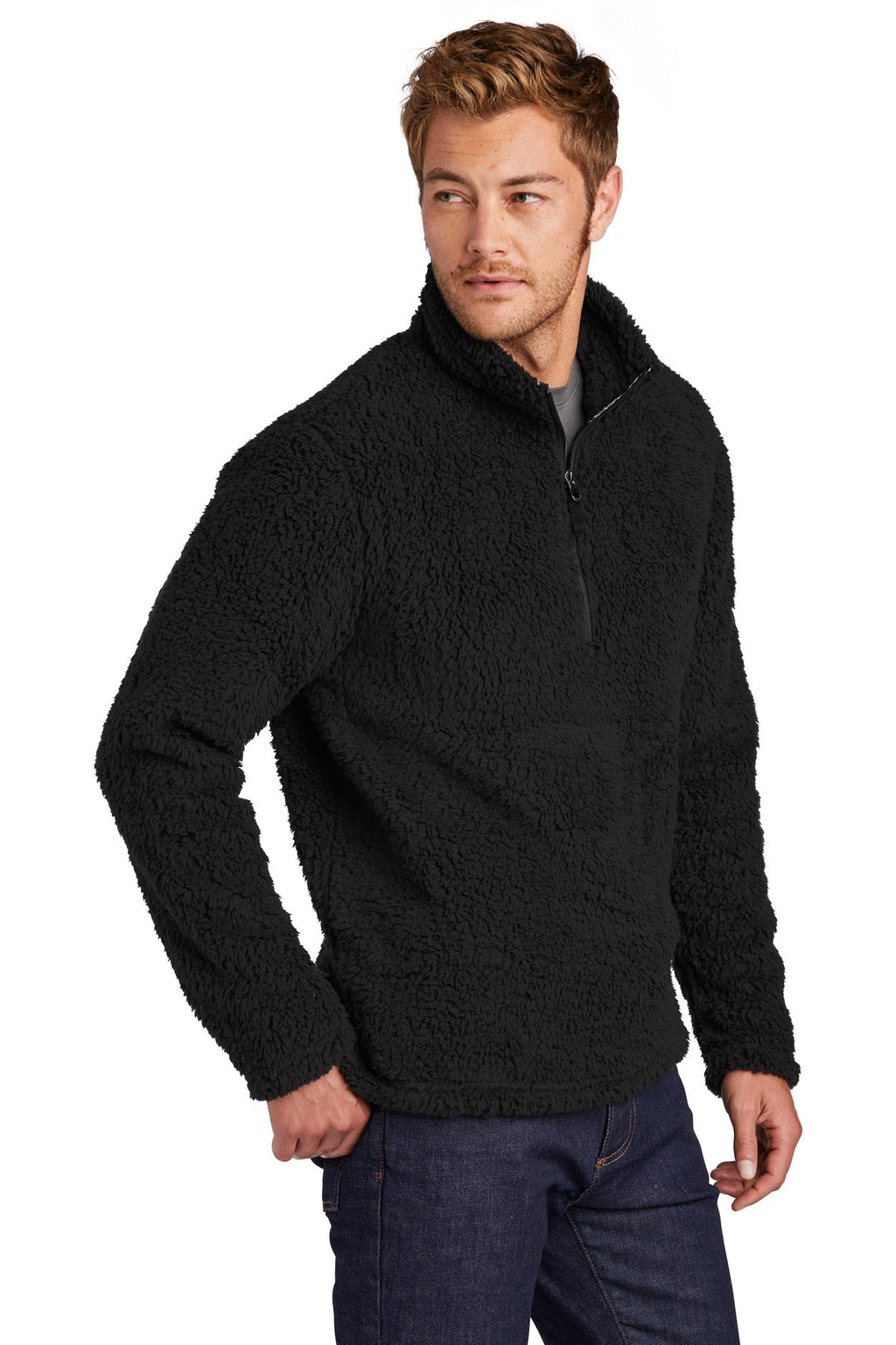 Port Authority Cozy 1/4-Zip Fleece F130 - Black - three_q