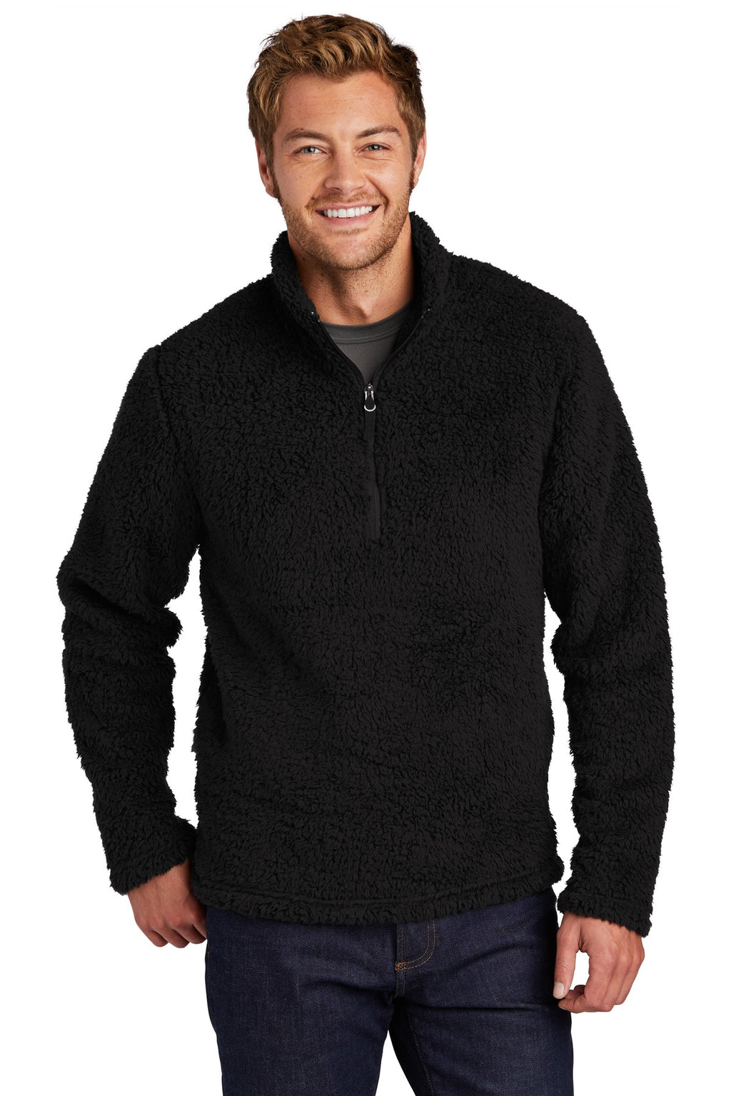 Port Authority Cozy 1/4-Zip Fleece F130 - Black - front