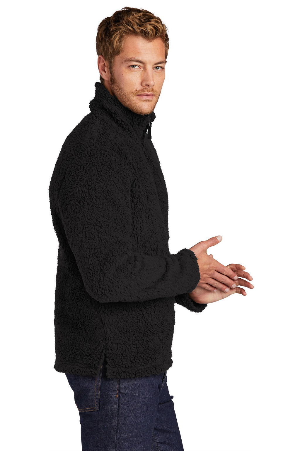 Port Authority Cozy 1/4-Zip Fleece F130 - Black - side