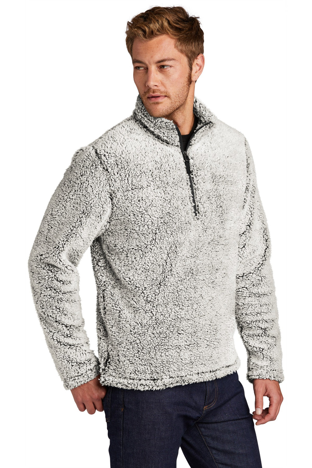 Port Authority Cozy 1/4-Zip Fleece F130 - Grey Heather - three_q