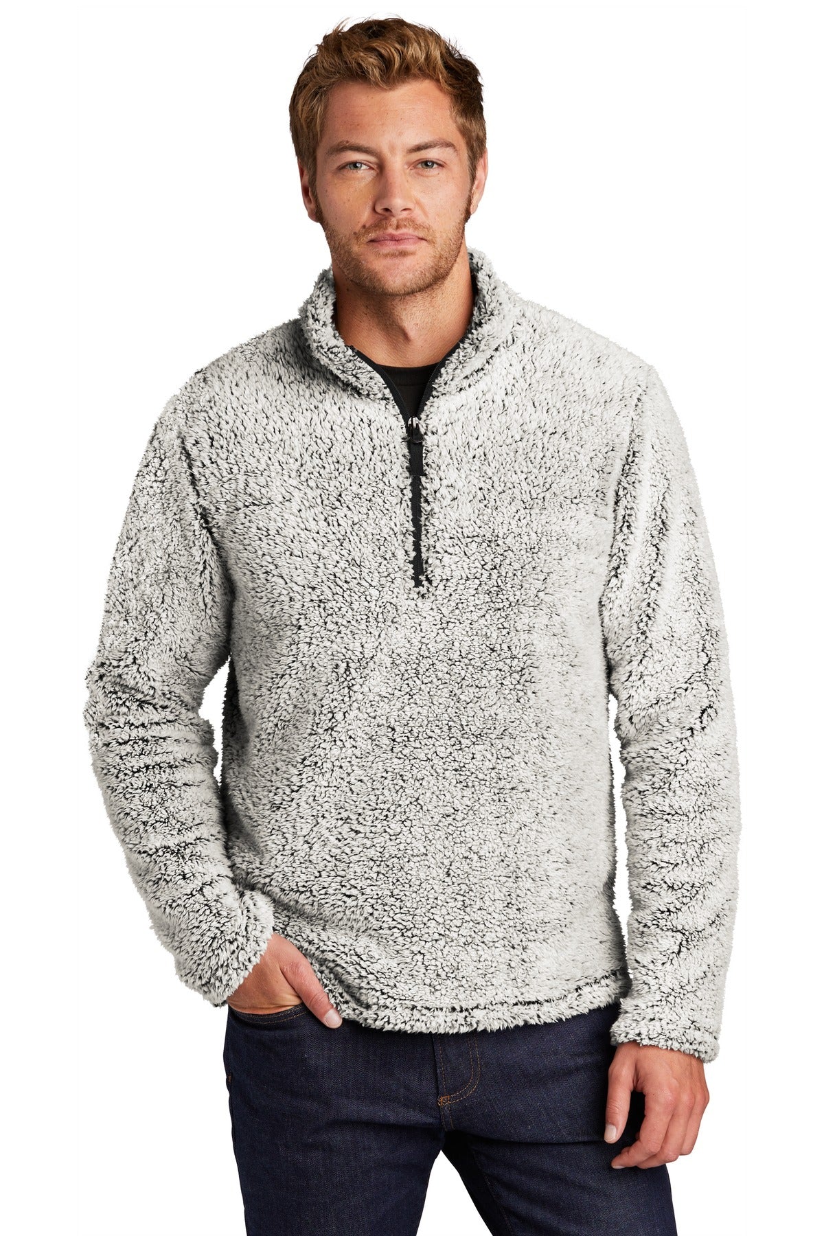 Port Authority Cozy 1/4-Zip Fleece F130 - Grey Heather - front