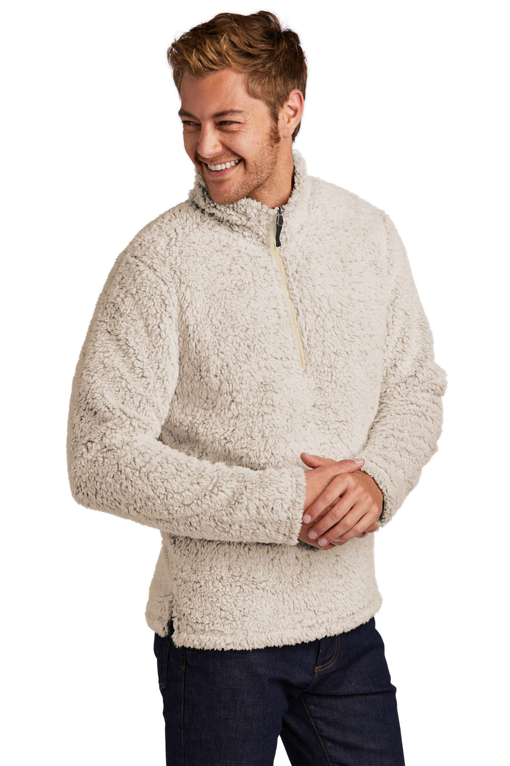 Port Authority Cozy 1/4-Zip Fleece F130 - Oatmeal Heather - three_q