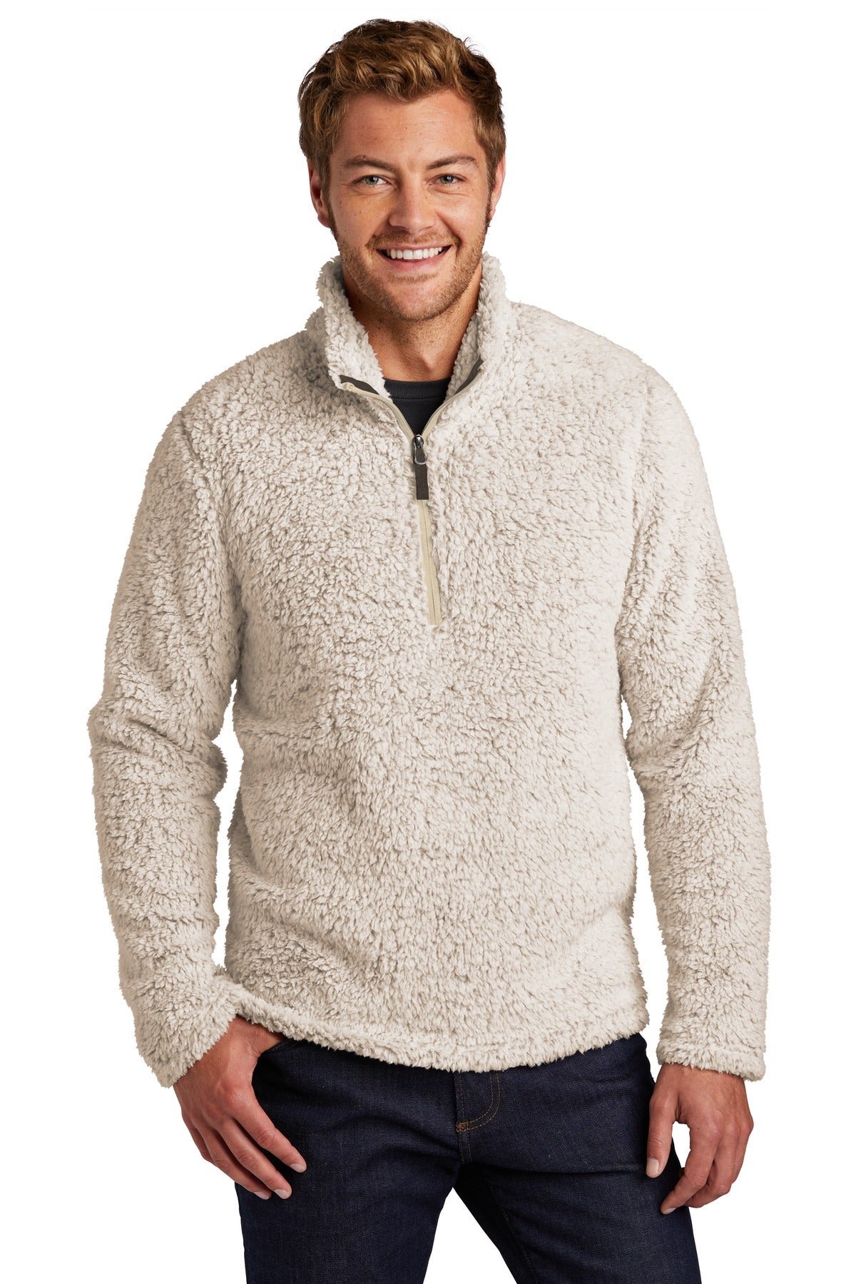 Port Authority Cozy 1/4-Zip Fleece F130 - Oatmeal Heather - front