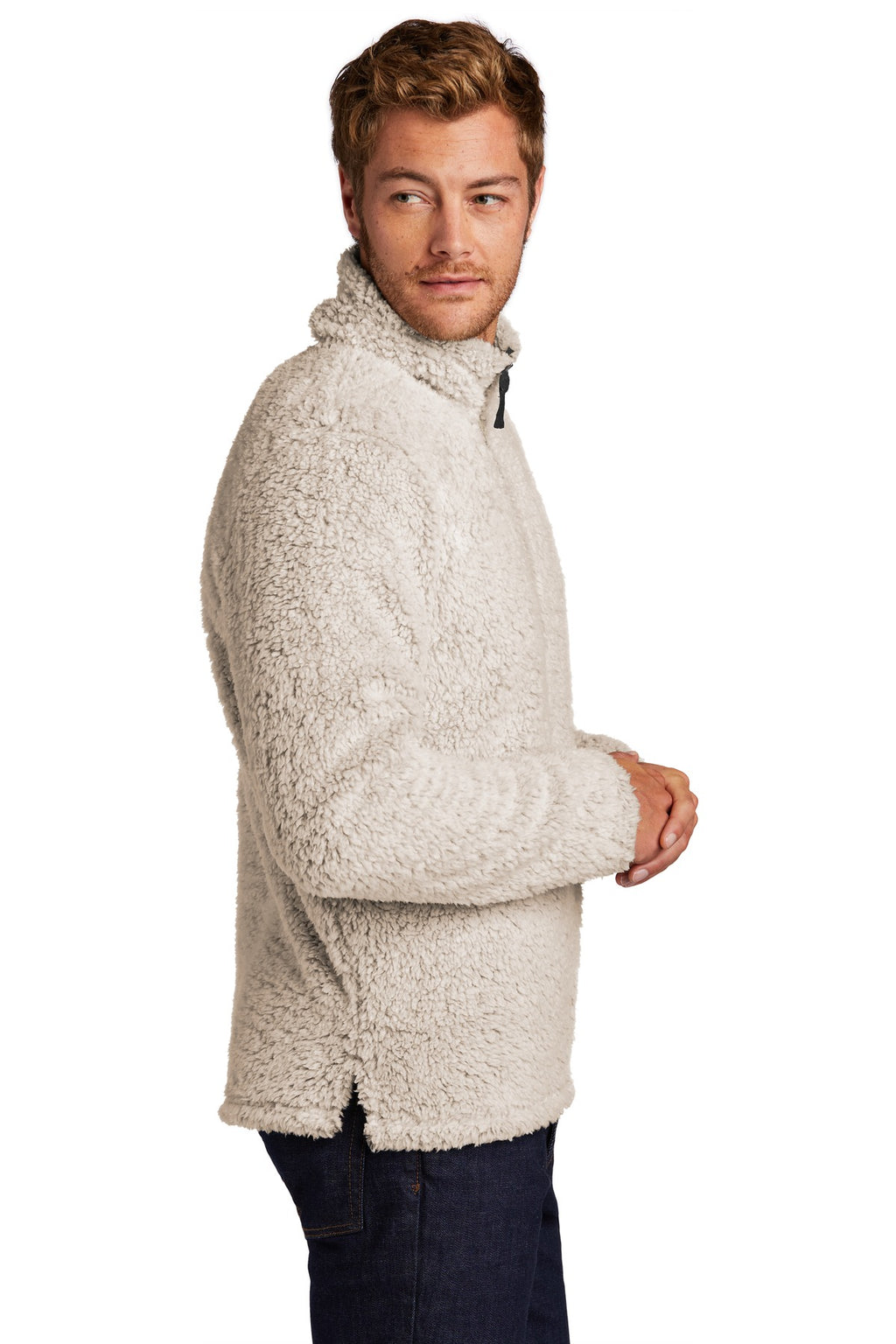 Port Authority Cozy 1/4-Zip Fleece F130 - Oatmeal Heather - side