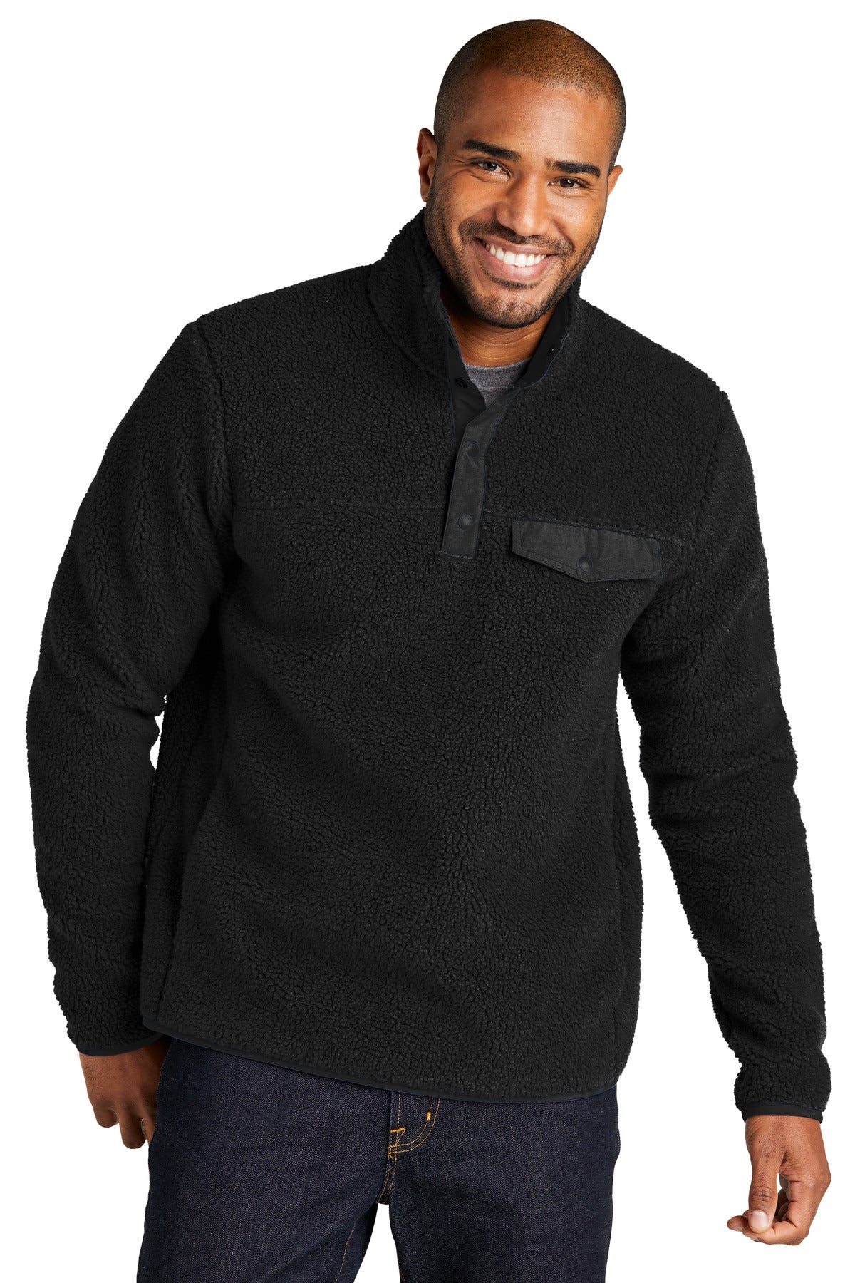 Port Authority Camp Fleece Snap Pullover F140 - Deep Black - front